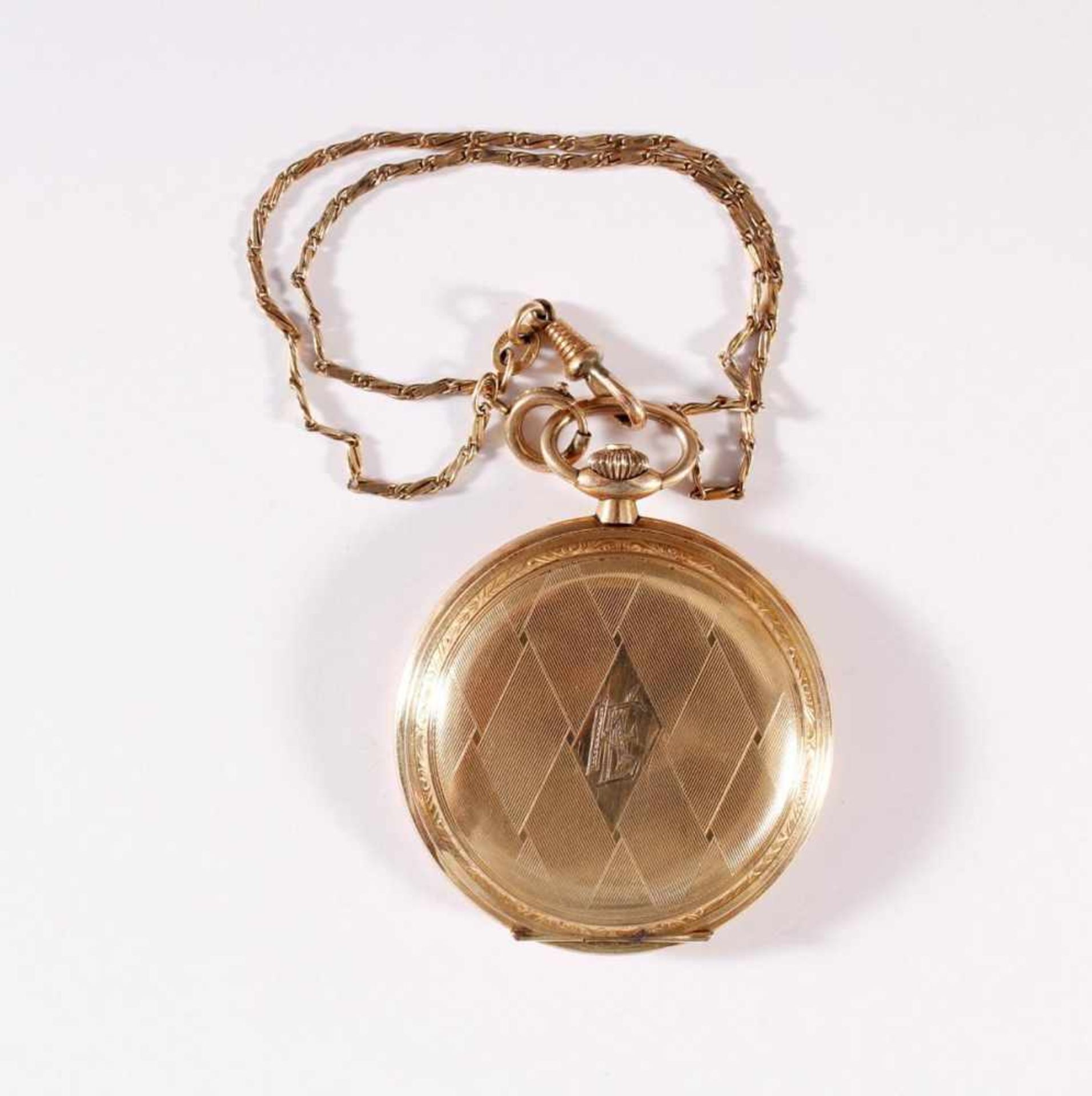 Pavor Sprungdeckeltaschenuhr mit Uhrenkette, vergoldet