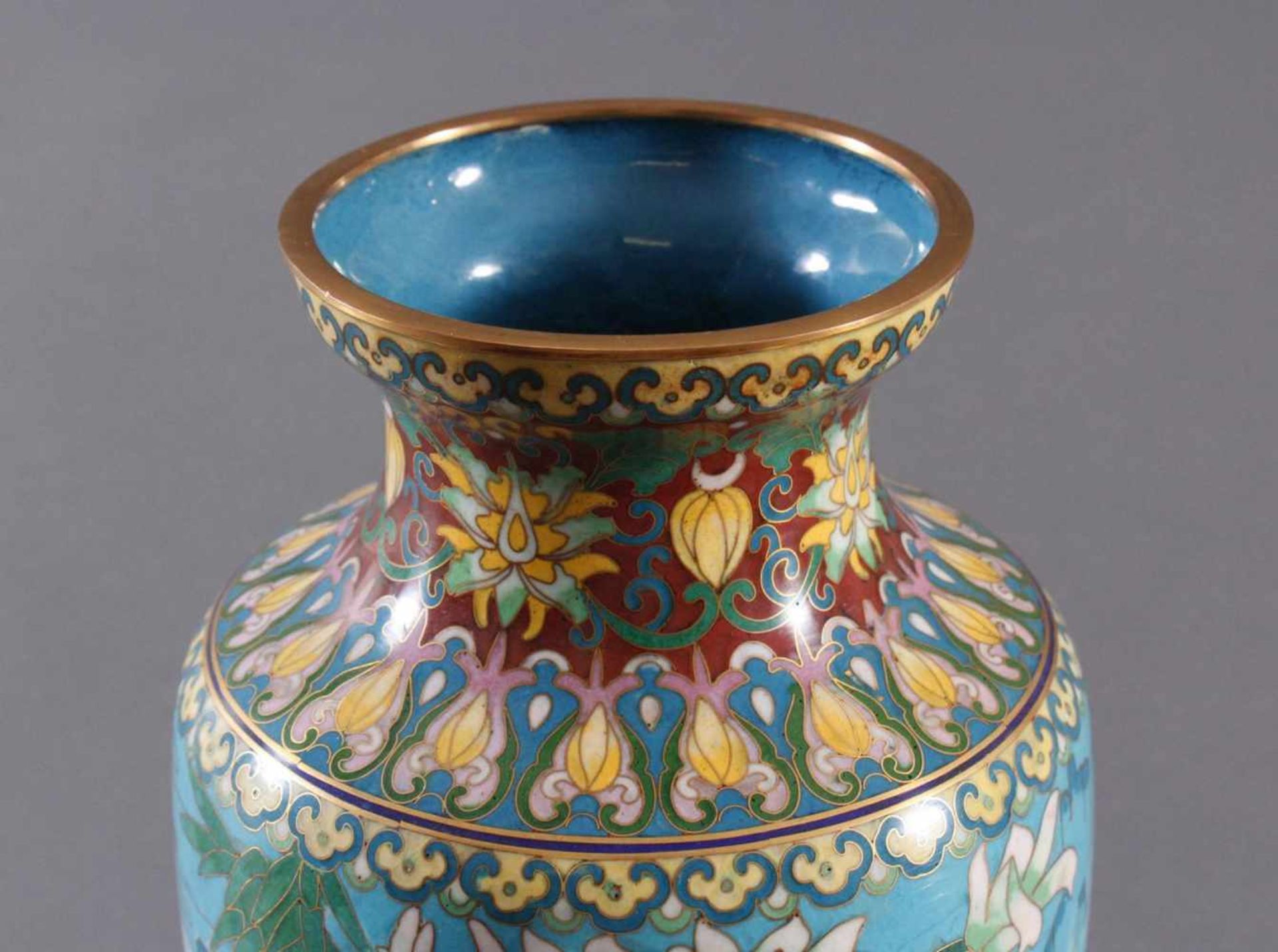 Cloisonne Vase, China, 1. Hälfte 20. Jahrhundert< - Bild 5 aus 6