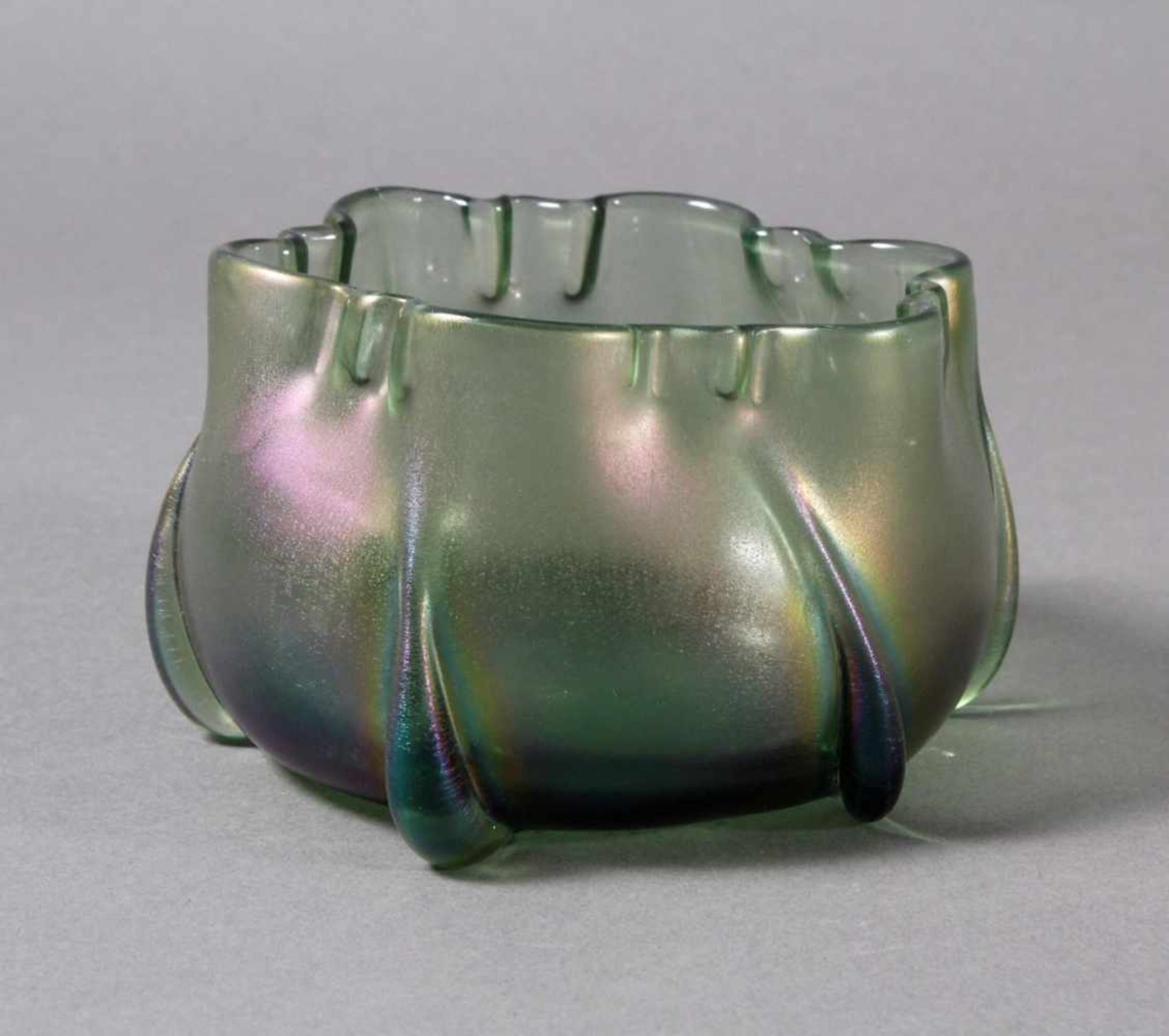 Glas Ziervase, Johann Lötz Witwe, Klostermühle um 1910<b