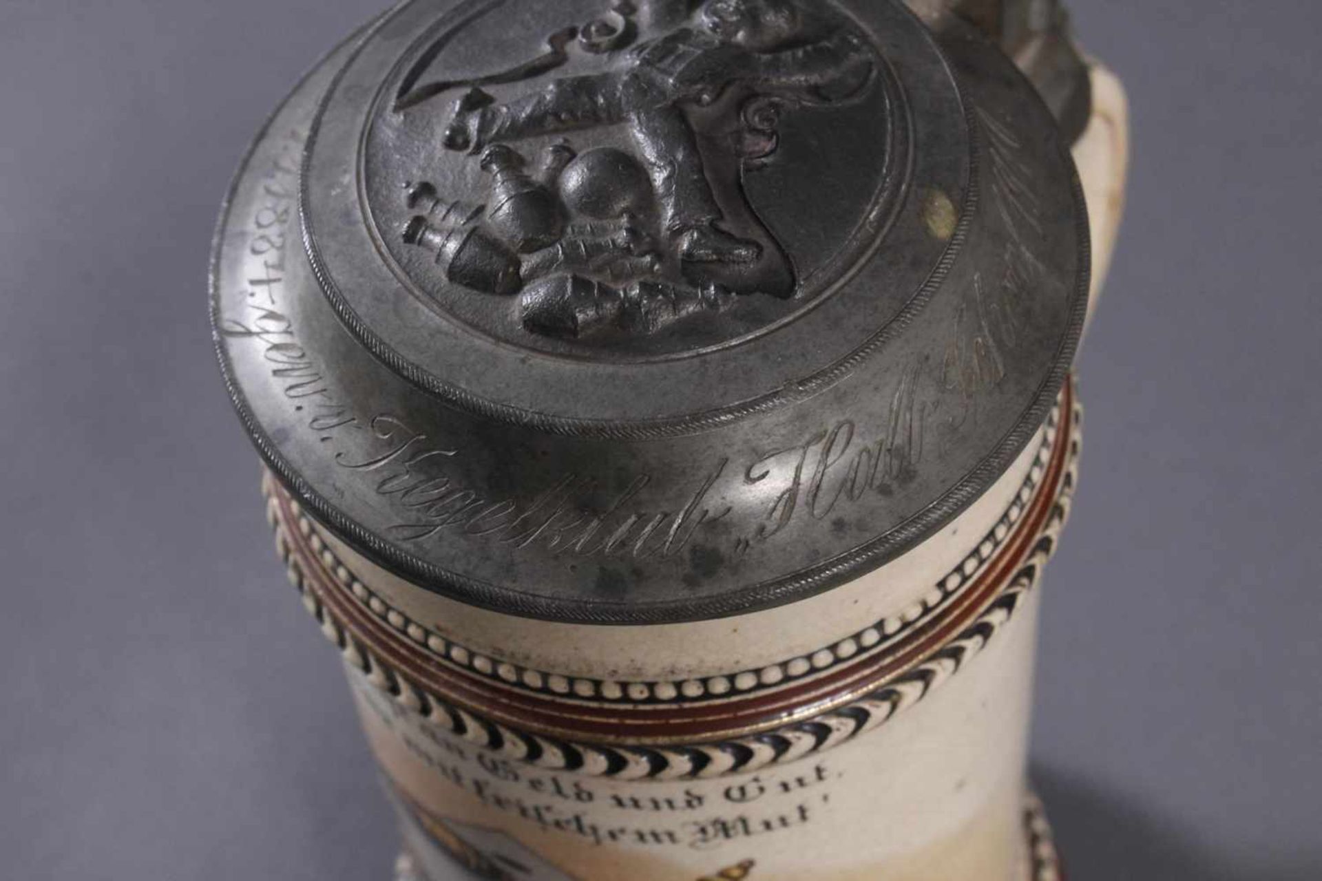 2 Keramikkrüge um 1900, Kegeln und Gewerbeausstellung< - Bild 6 aus 14