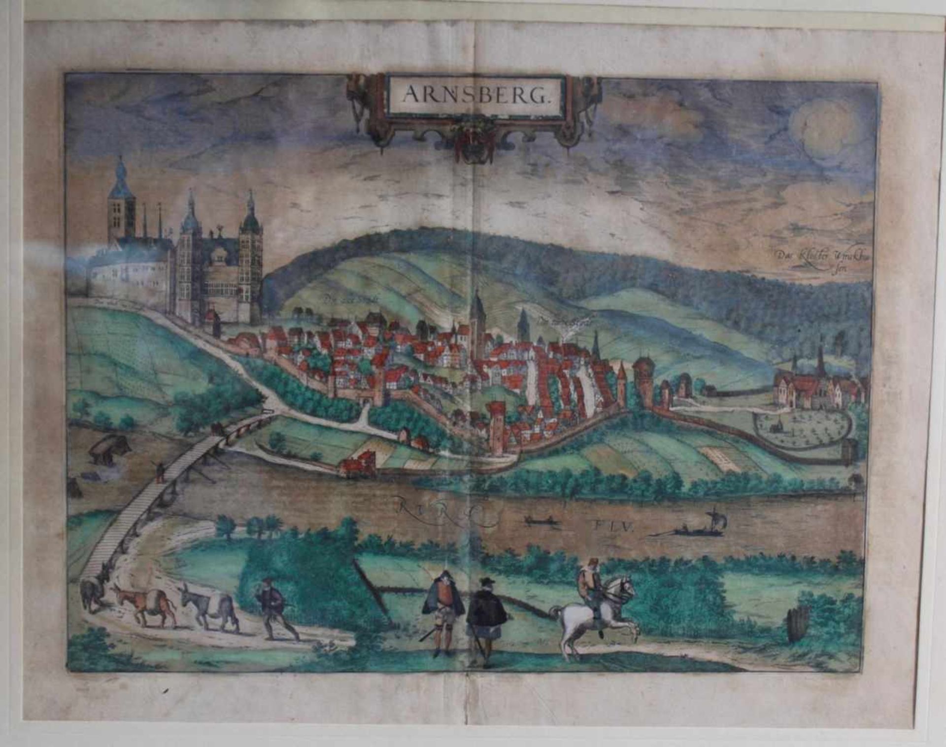 Barocker Kupferstich, Stadtansicht von Arnsberg wohl 17. Jahrhundert - Image 2 of 2