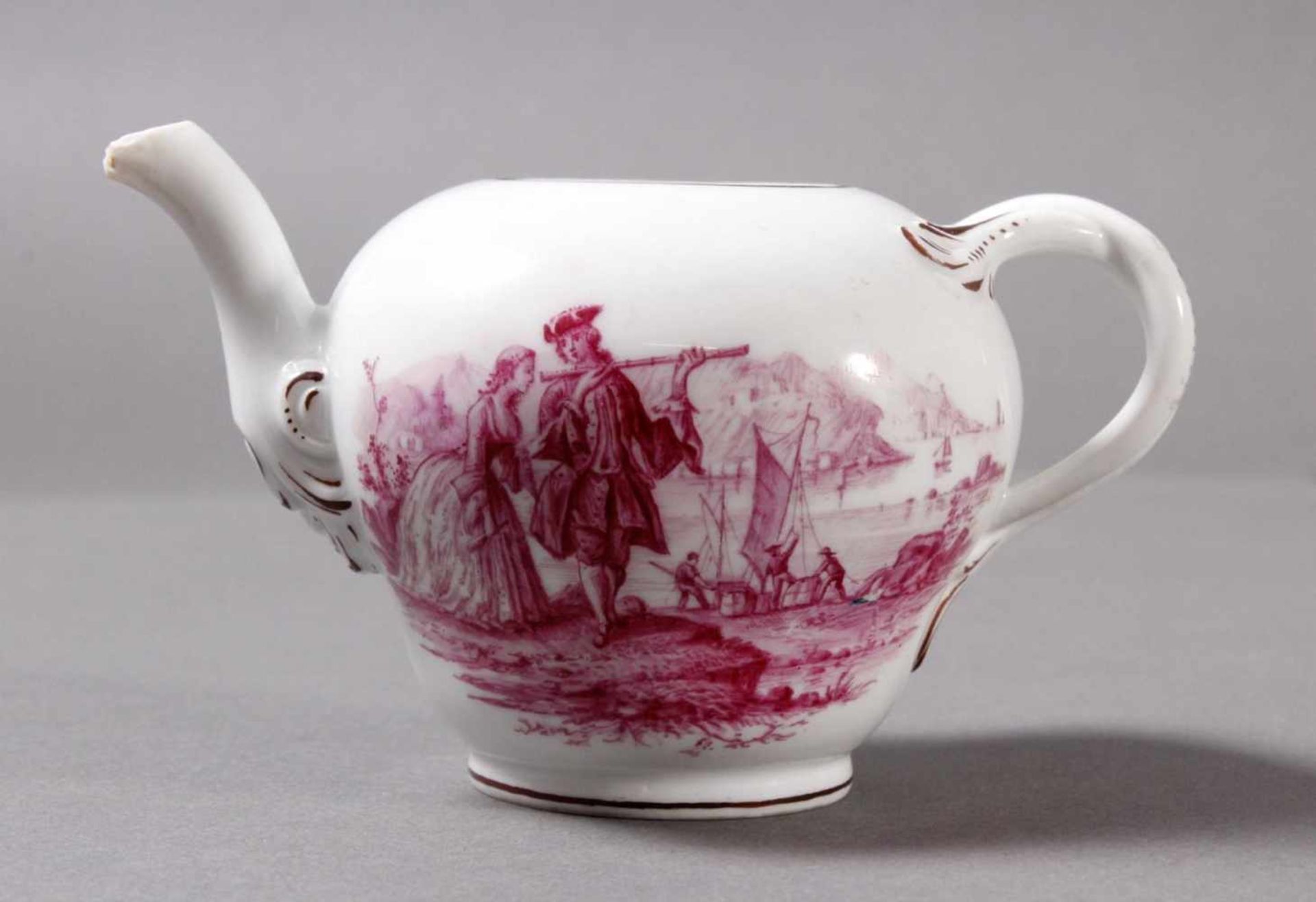 Kleines Meissen Porzellan Teekännchen um 1800< - Bild 2 aus 5