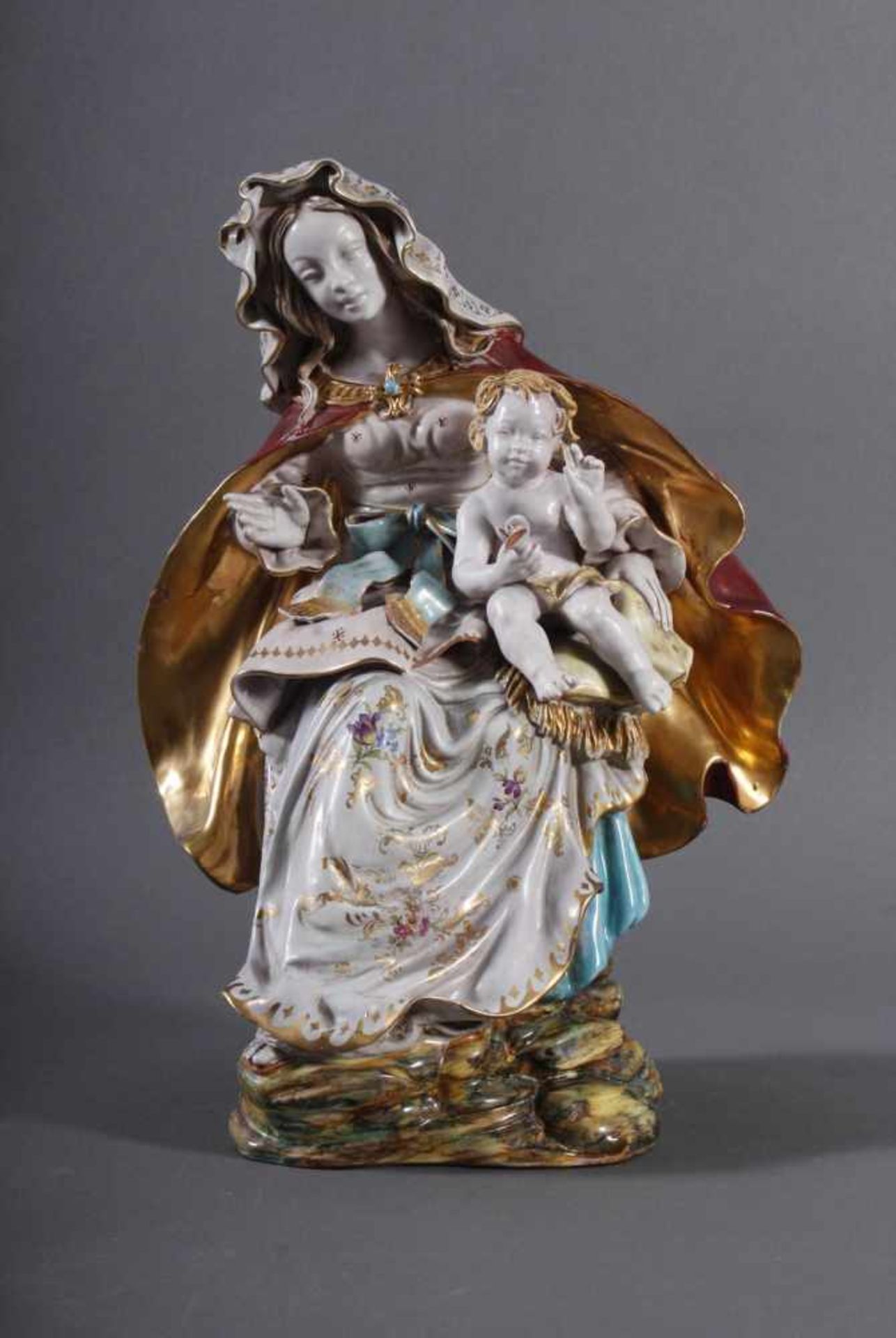 Keramik-Skulptur Madonna mit Kind, wohl Italien 2. Hälfte 20. Jh.<