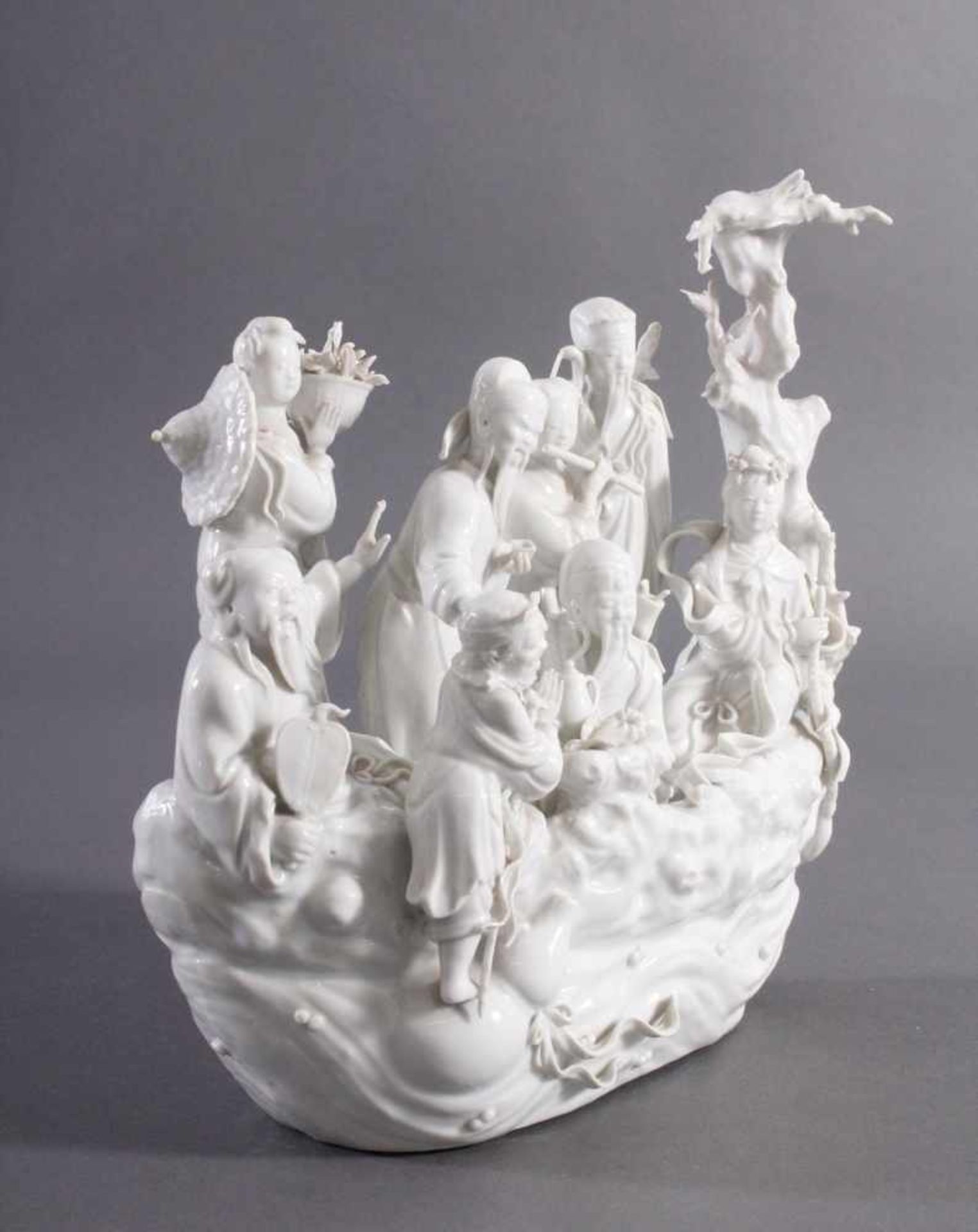 Chinesische Porzellanskulptur um 1900, 8 Unsterbliche - Bild 6 aus 10