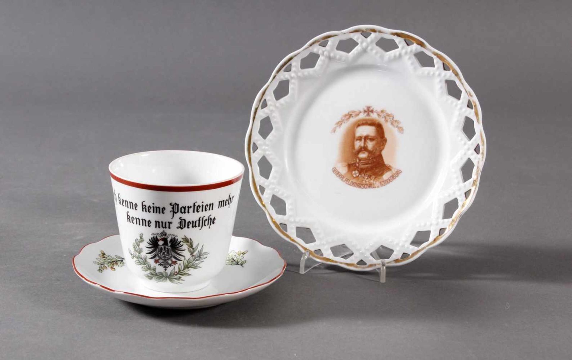 Patriotische Tasse und Durchbruchteller, WK I - Bild 2 aus 8