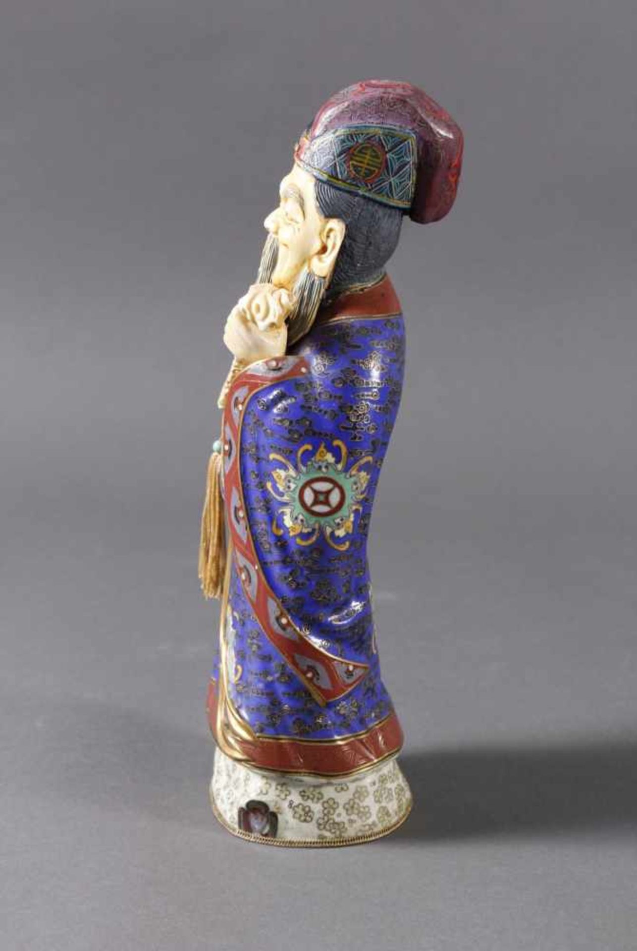 Cloisonné Figur, Hochherrschaftlicher Hofbeamter, China, wohl Republik Periode - Bild 4 aus 6
