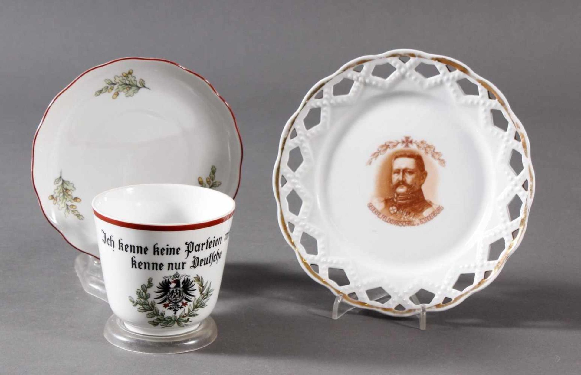 Patriotische Tasse und Durchbruchteller, WK I