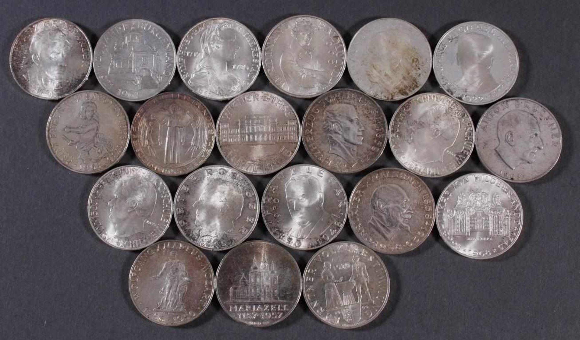 Österreich 2. Republik, Komplettsatz 25 Schilling Silbermünzen - Bild 2 aus 2