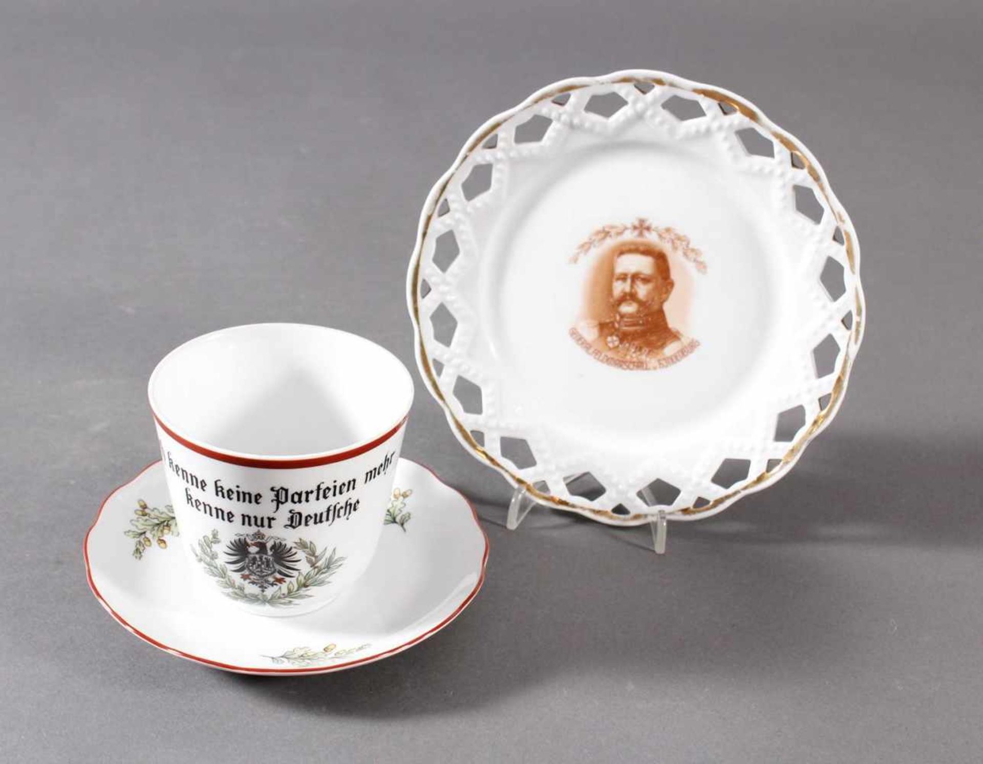 Patriotische Tasse und Durchbruchteller, WK I - Bild 3 aus 8