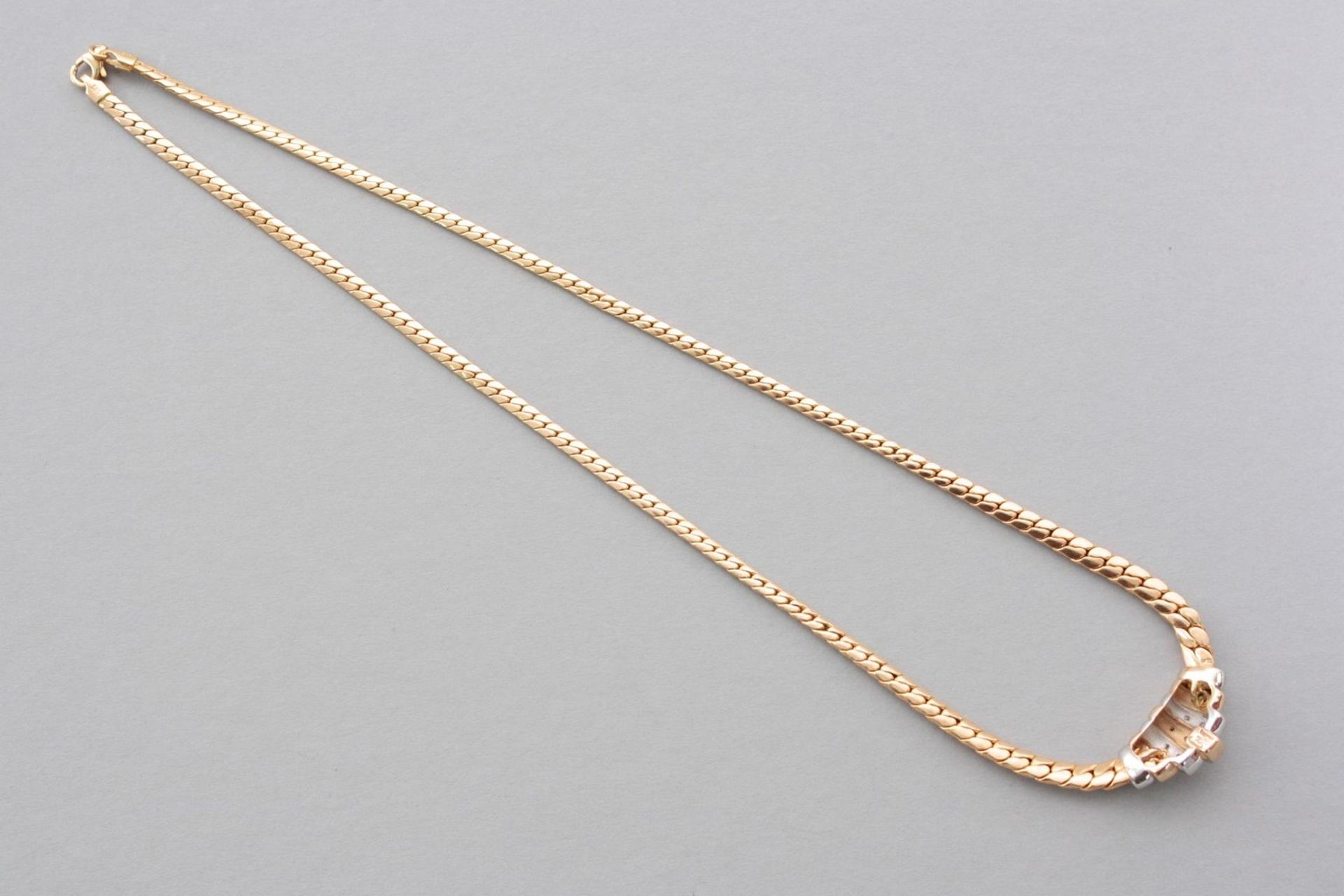 Collier mit Diamanten aus 14 Karat Gelb- und Weißgold - Bild 3 aus 3