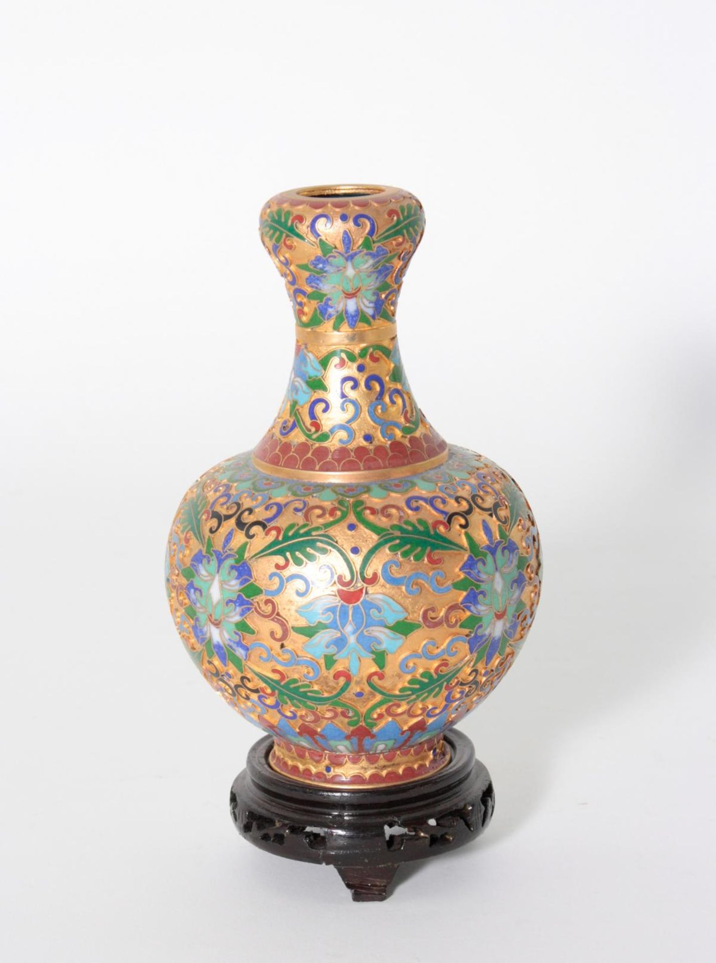 Email-Cloisonné Vase, China, 2. Hälfte 20. Jahrhundert - Bild 2 aus 2