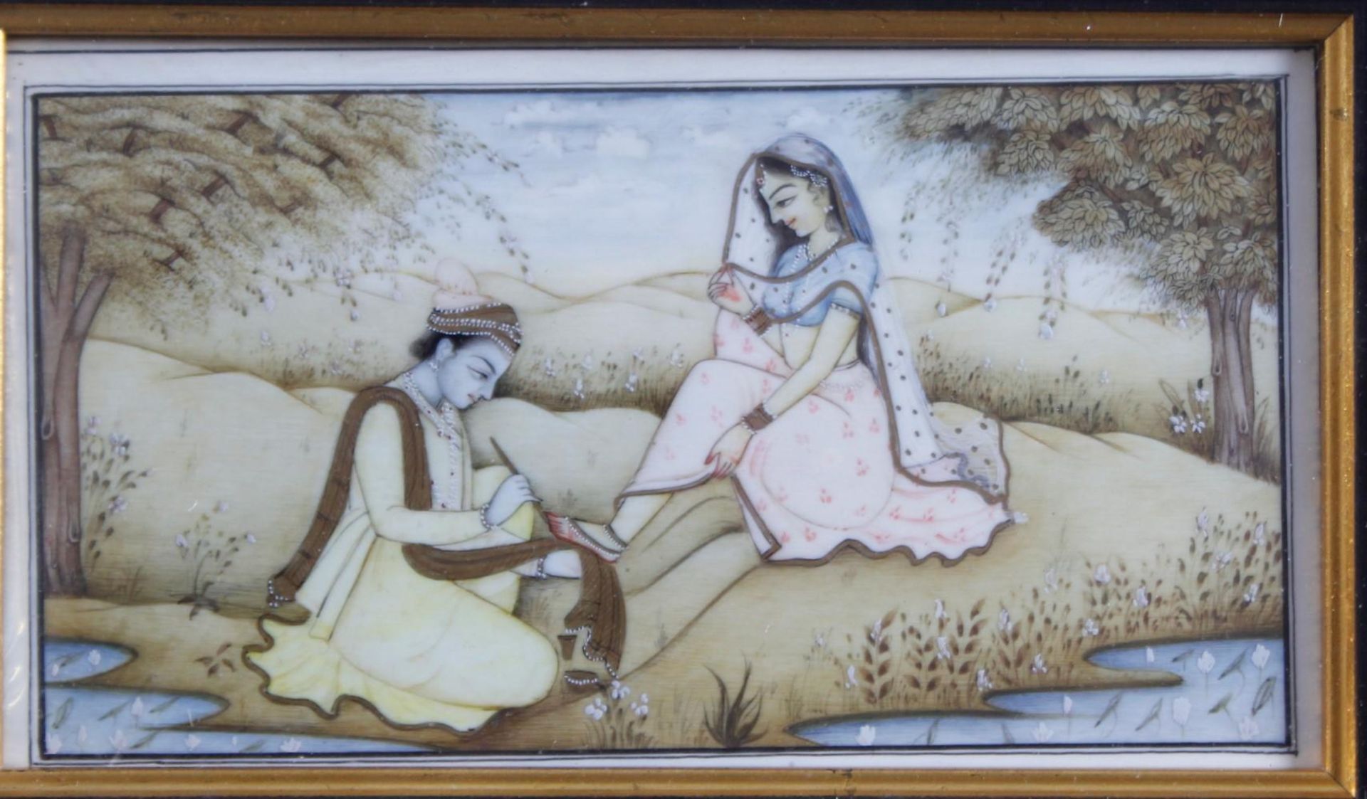 Feine Miniaturmalerei auf Elfenbein, Indien um 1920 - Bild 2 aus 3