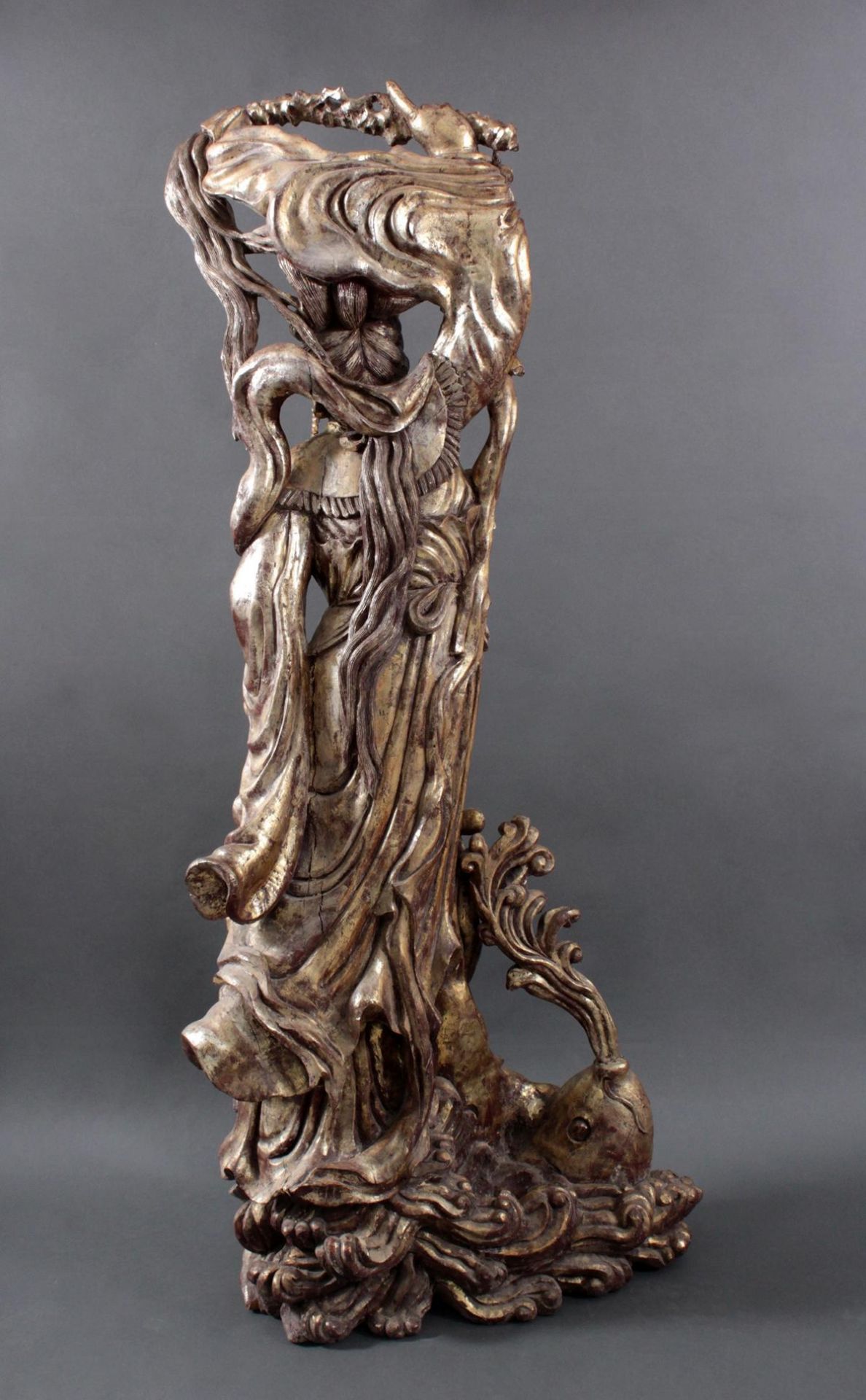 Prächtige chinesische Holzfigur. Guanyin um 1900 - Bild 6 aus 7