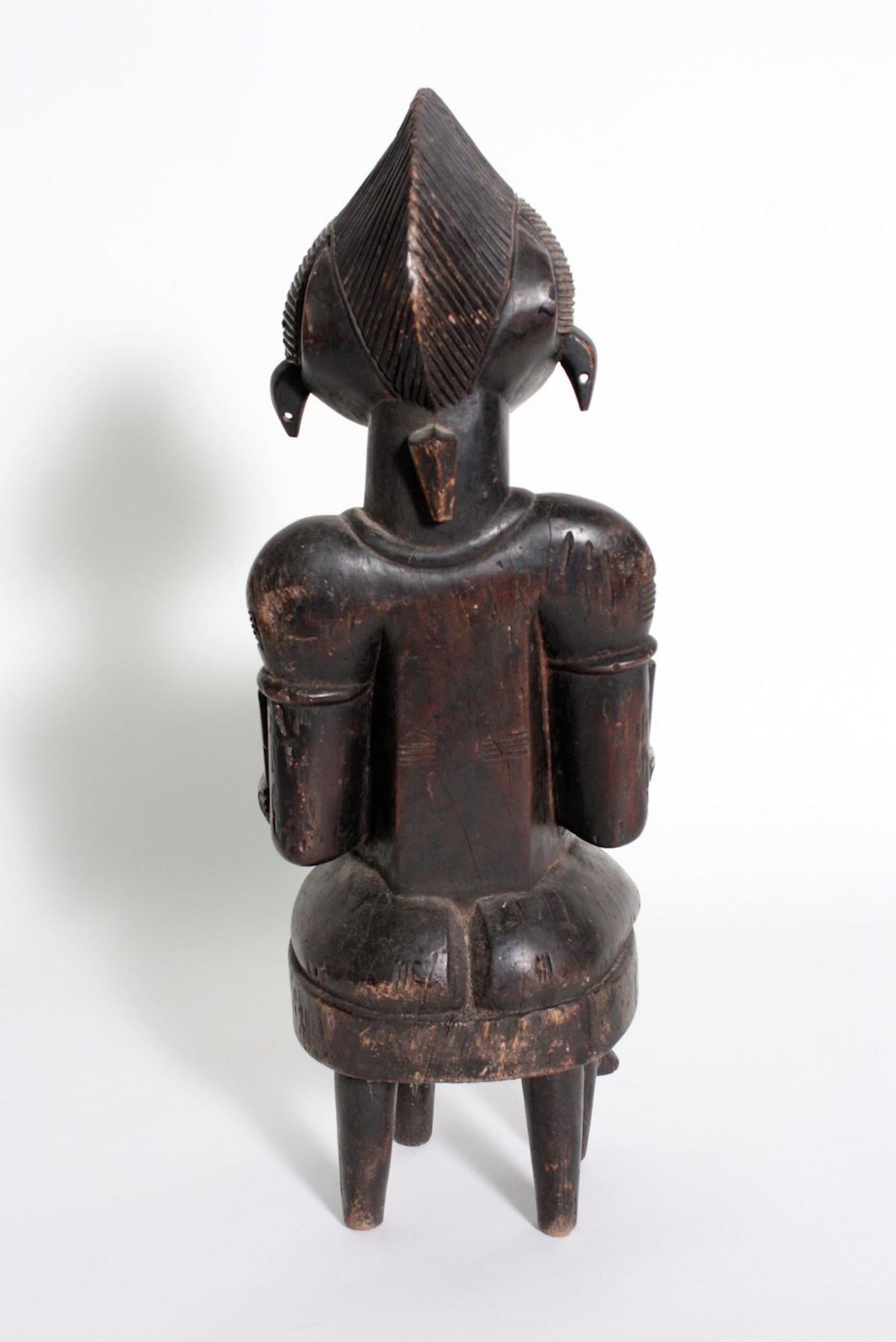 Mutter mit Zwillingen, Senufo, Elfenbeinküste, 1. Hälfte 20. Jh.Schweres Holz, geschnitzt, dunkler - Bild 5 aus 6