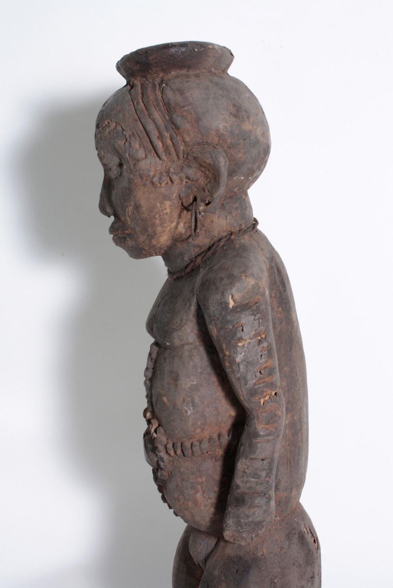 Ältere Ahnen-Figur, Tabwa, D. R. KongoHolz geschnitzt, plastische, stehende, weibliche - Bild 5 aus 14