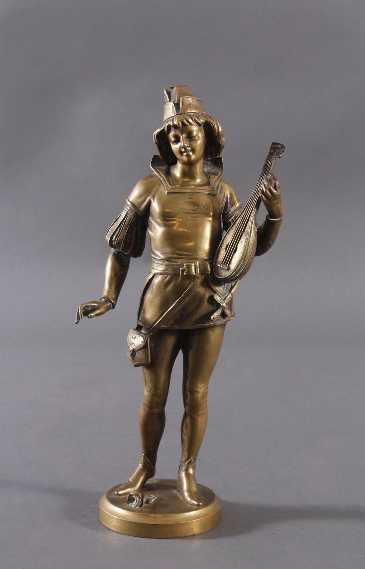 Henri Giraud (1805-1895)Minnesänger, Bronze poliert. Um 1870. Auf dem Sockel signiert.Höhe ca. 35,
