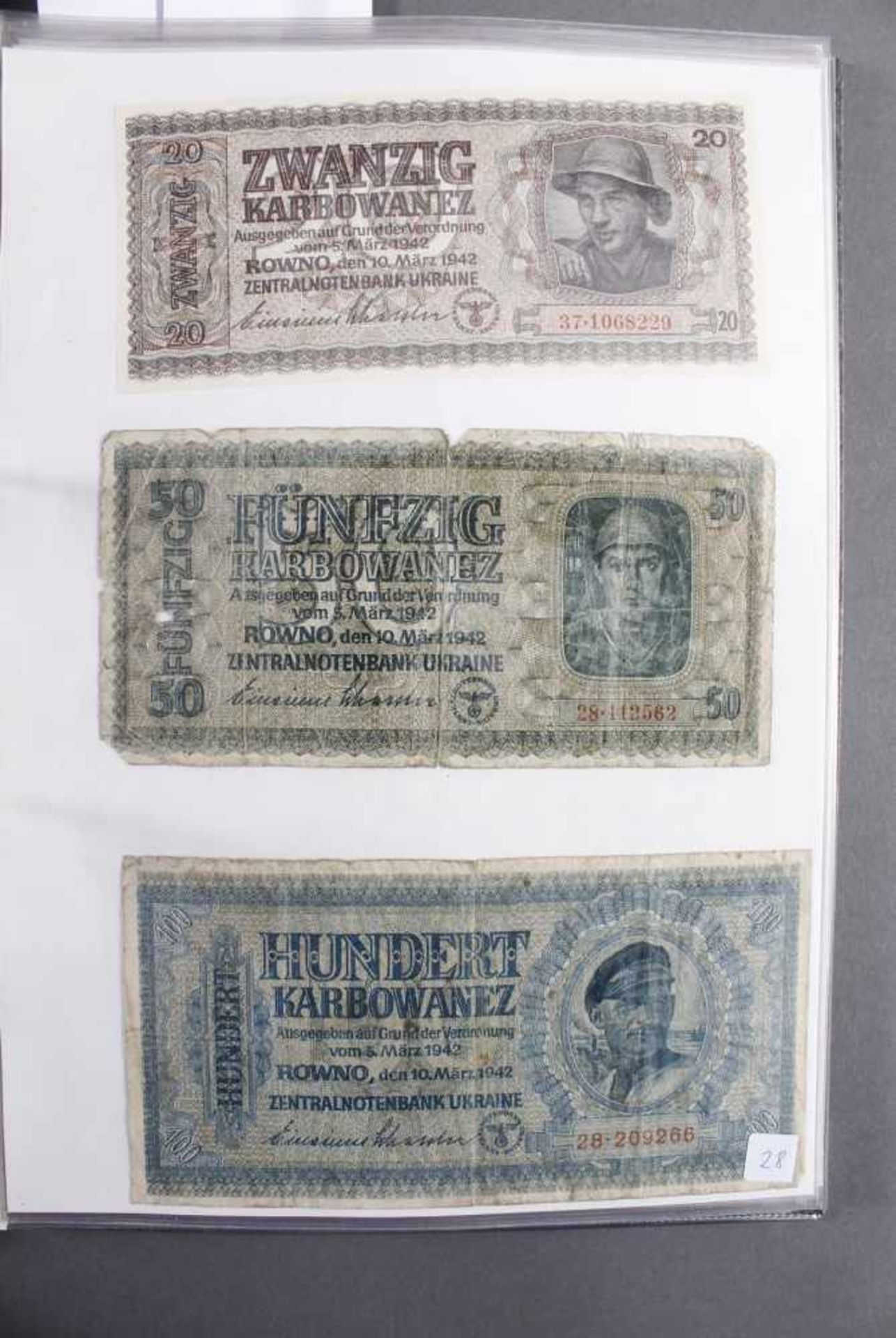 Kleine Sammlung GeldscheineÜber 130 Scheine in unterschiedlicher Erhaltung. Darunter: Deutsches - Image 11 of 21