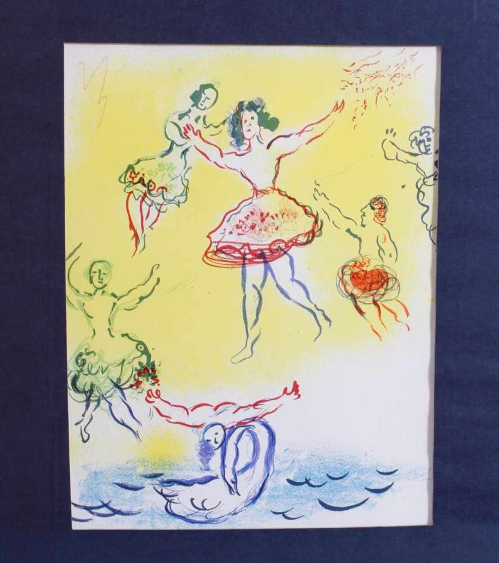 Marc Chagall (1887-1985)Farblithografie, Le Lac de Cygnes, unter Passepartout gerahmt.Maße ca. 30 - Bild 2 aus 3