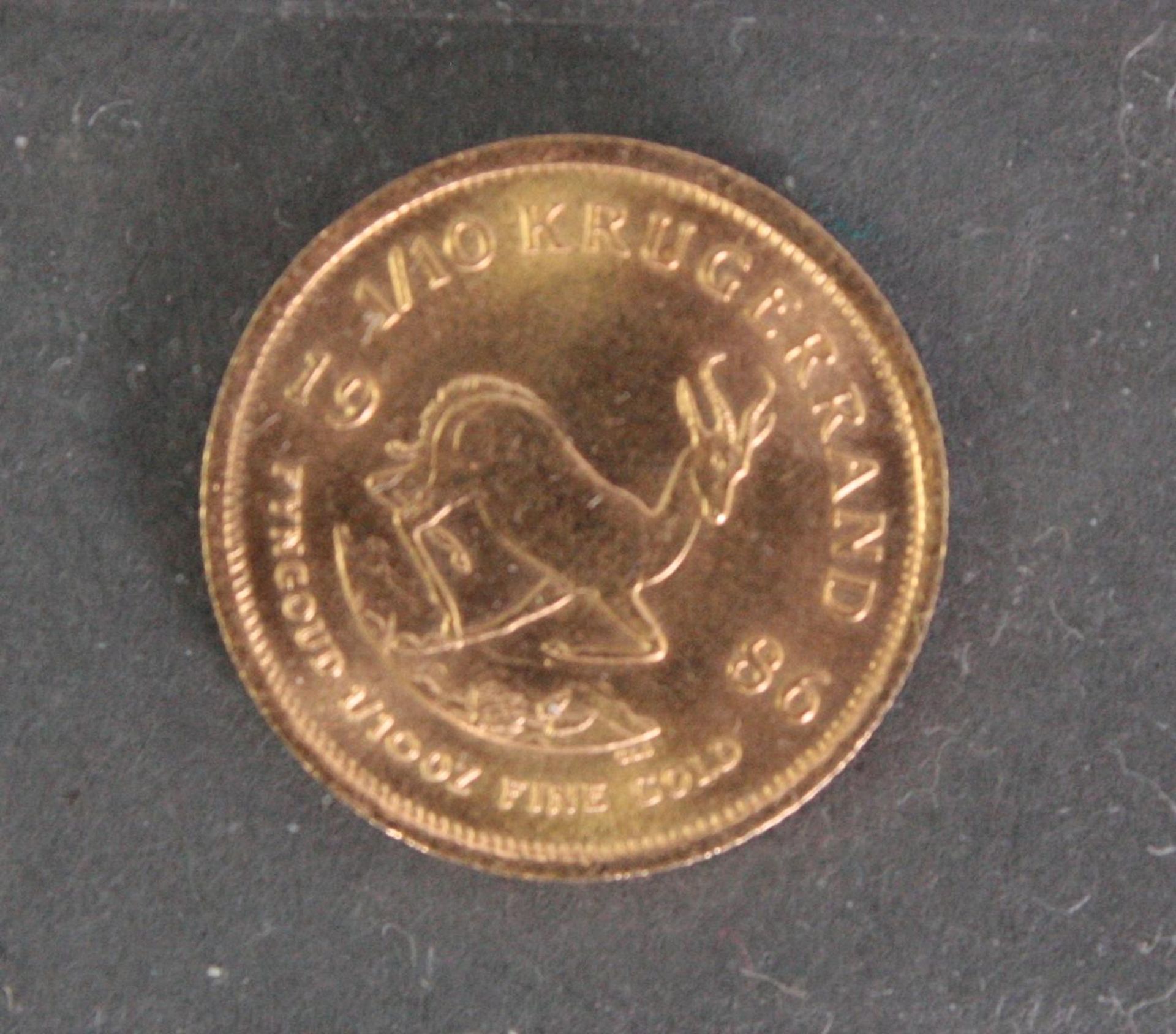 1/10 Krügerrand Münze 1986Durchmesser ca. 16,3 mm, 3,4 g - Bild 2 aus 2