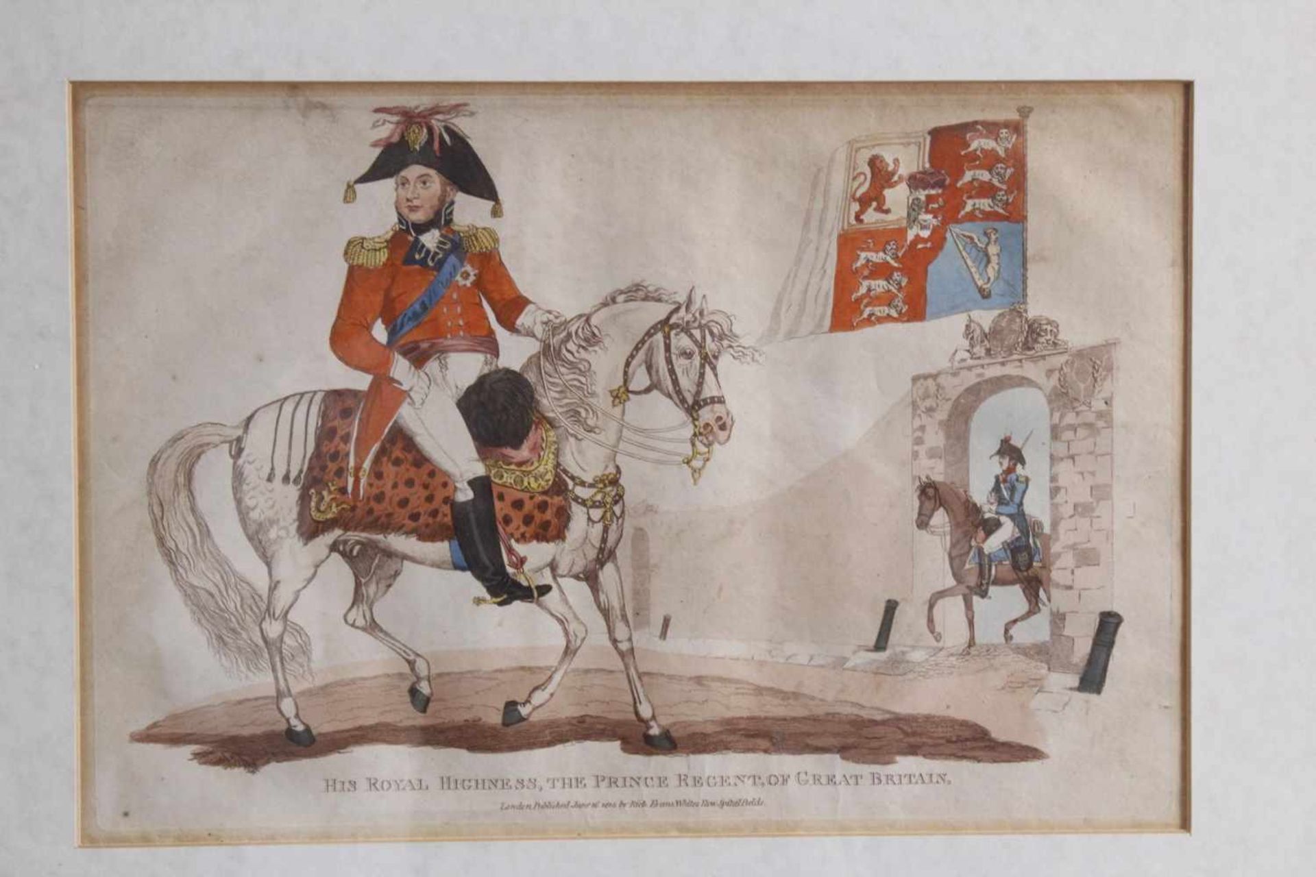 Kupferstich von 1815, Hus Royal Highness, The Prince Regent Of Great BritainVon Hand koloriert, - Image 2 of 2