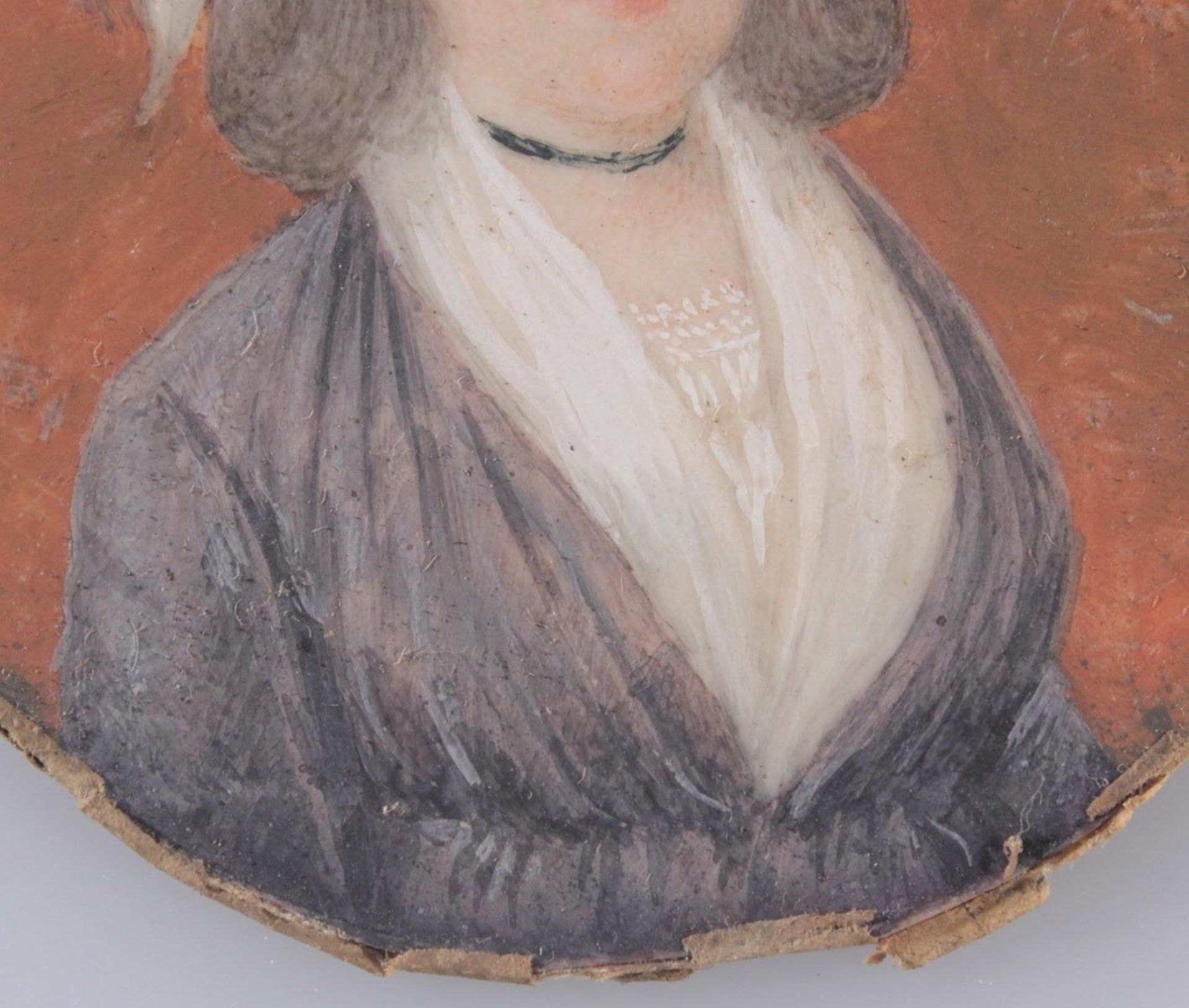 Biedermaier-Miniaturportrait, 1. Hälfte 19. Jh.Öl auf Elfenbein gemalt. Portrait einer Dame mit - Image 4 of 5