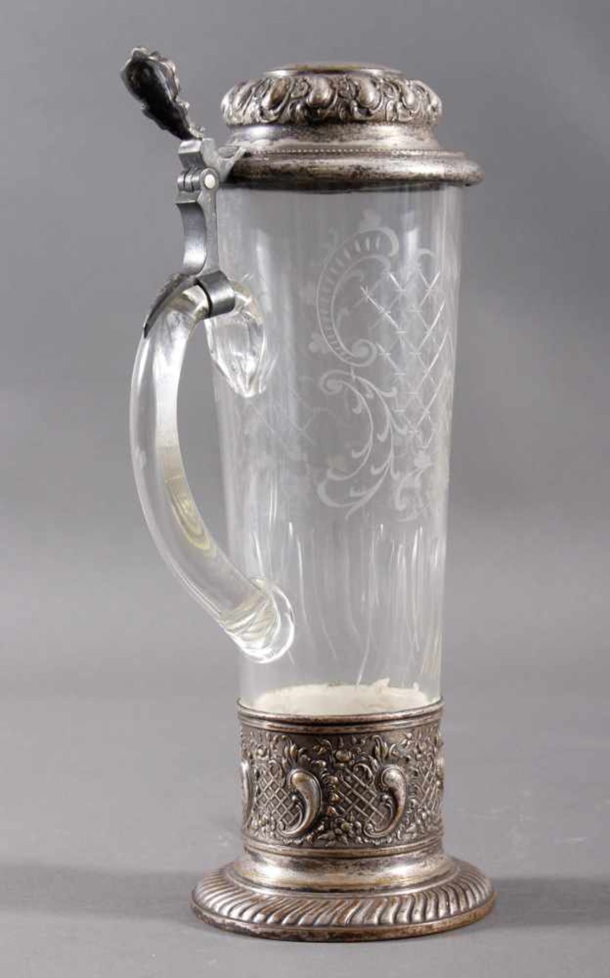WMF-Historismus Trinkkrug um 1890farbloses konisches Glas  mit  geschliffenem Ranken und - Image 3 of 9