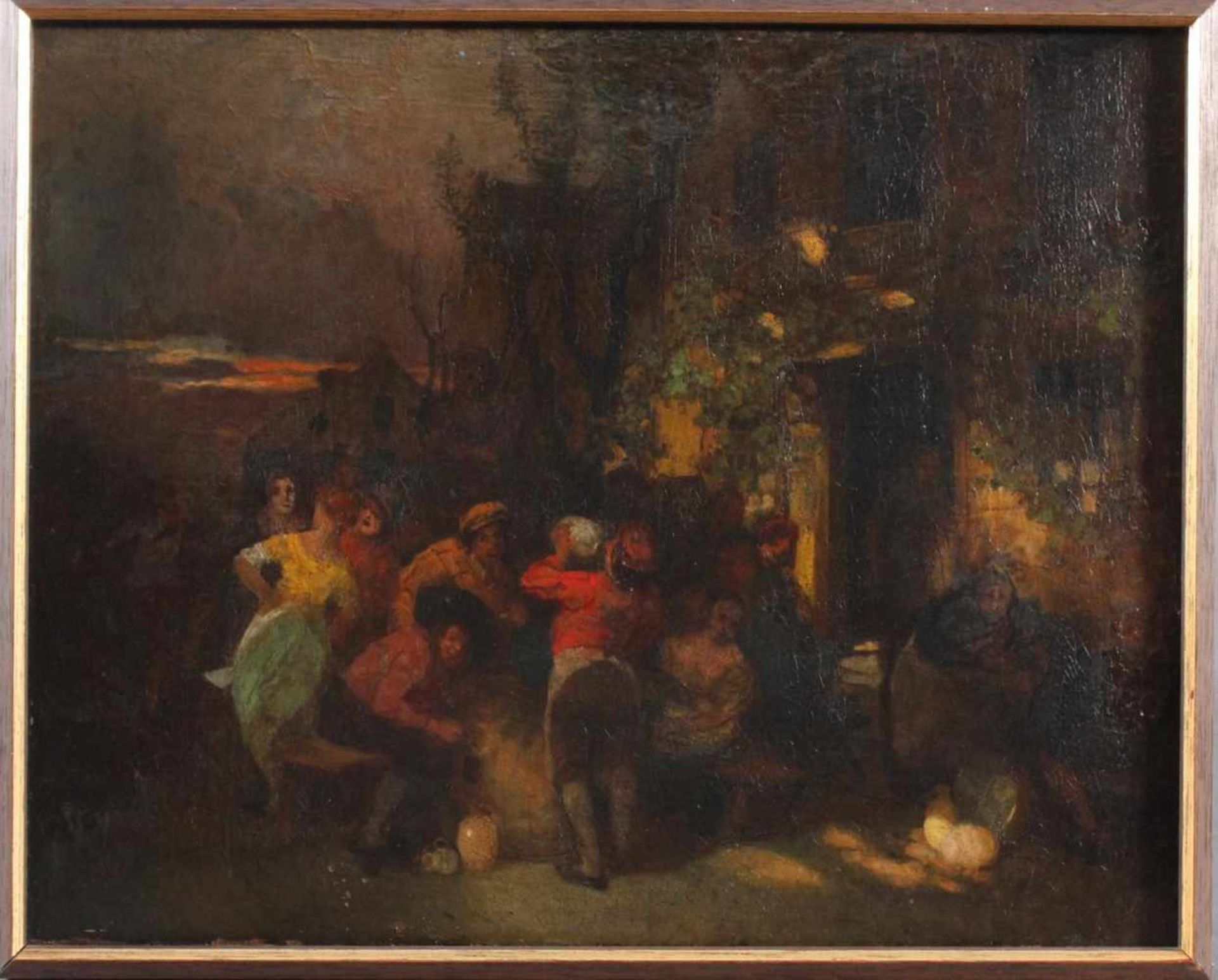 Unbekannter Künstler aus dem 18. Jh., TrinkgelageÖl auf Leinwand, dubliert, gerahmt, ca. 43 x 55