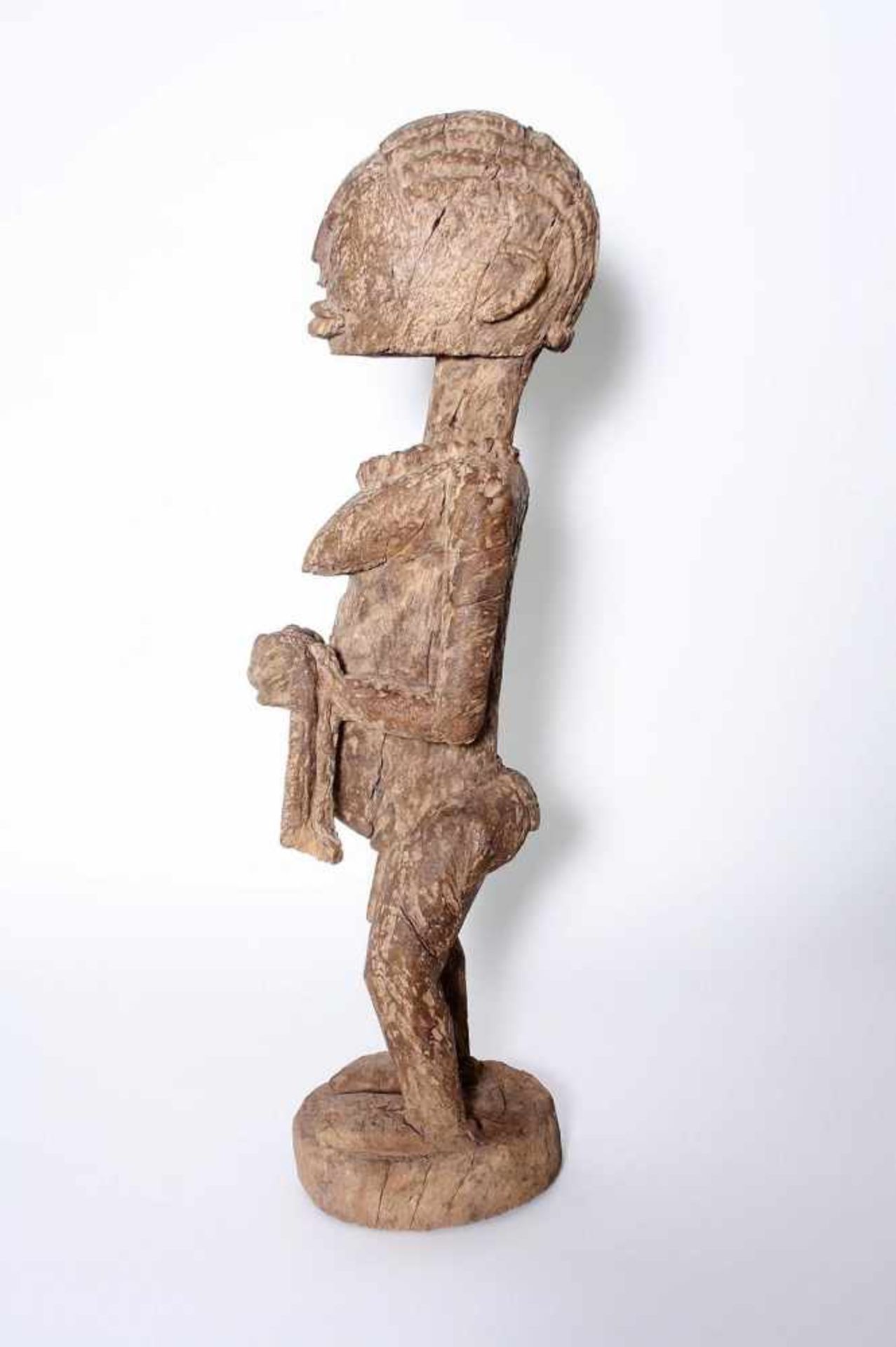 Mutter-Kind-Figur, Dogon, Mali, Burkina Faso, 1. Hälfte 20. Jh.Hartholz, braune Patina, stehende - Bild 4 aus 7