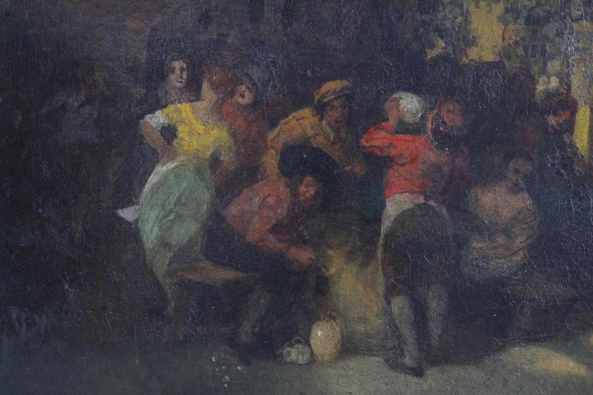 Unbekannter Künstler aus dem 18. Jh., TrinkgelageÖl auf Leinwand, dubliert, gerahmt, ca. 43 x 55 - Image 2 of 4