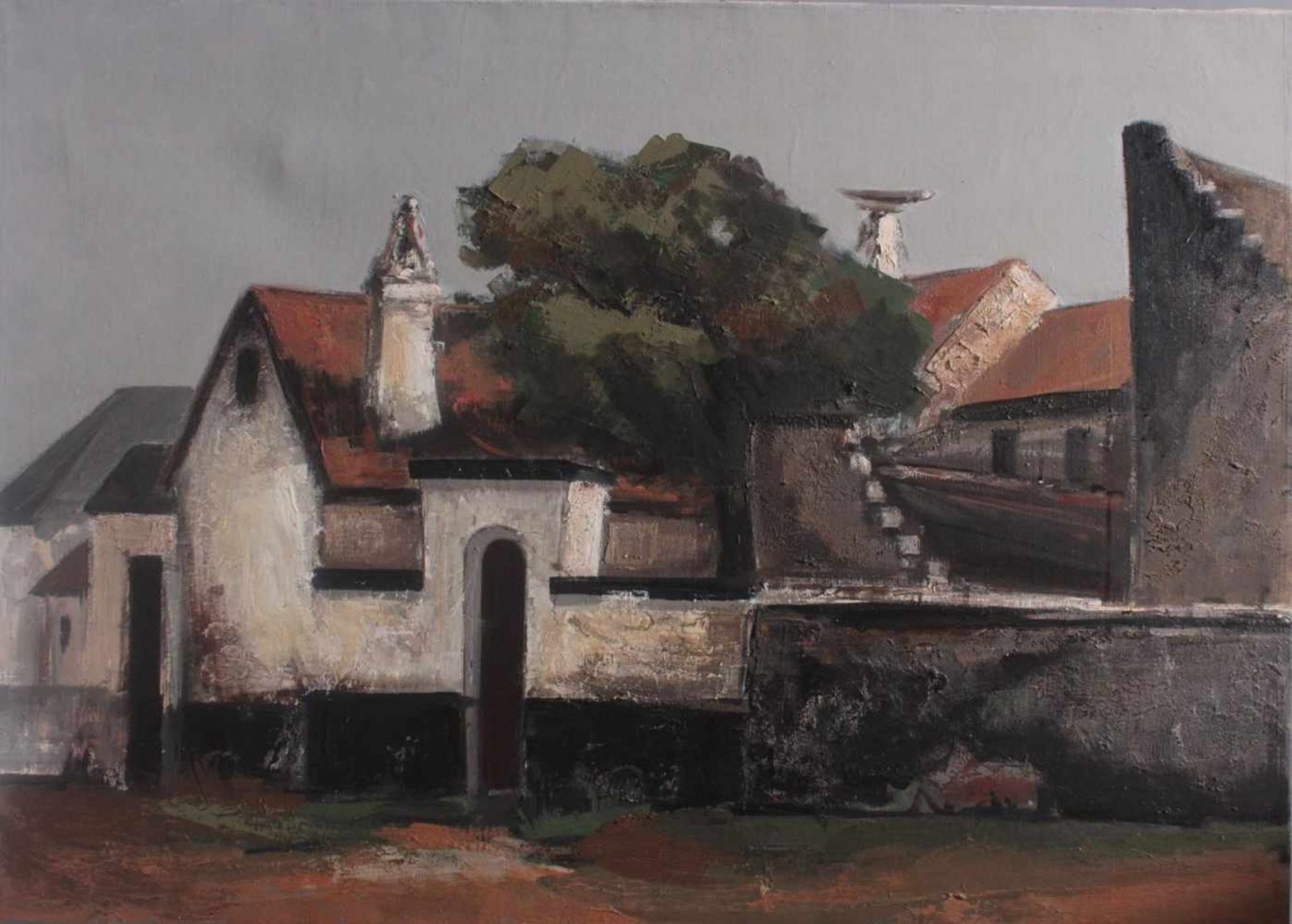 Roland Neuer (1924 - 1993)Öl auf Leinwand, "Karlsruhe Altstadt", unsigniert, ca. 71 x 100 cm. Ohne