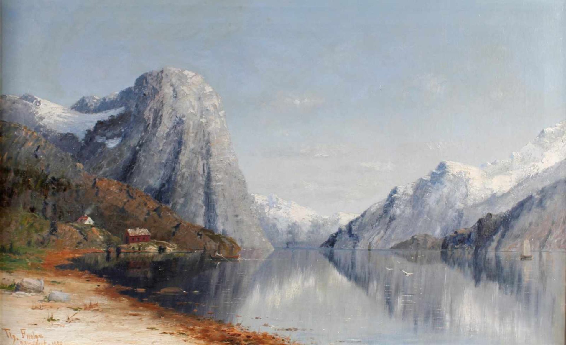 Therese Fuchs 1849 - 1898, Norwegischer FjordÖl auf Leinwand, unten links signiert und datiert, - Bild 2 aus 5