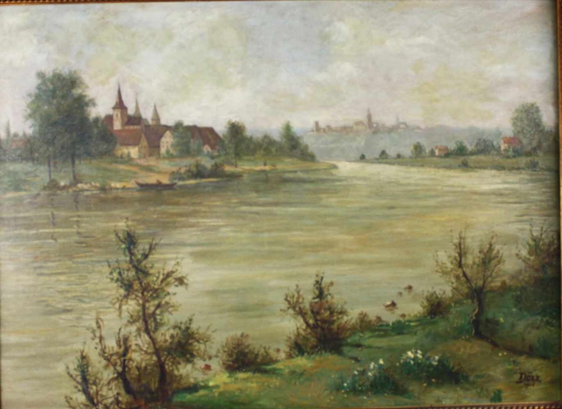 Ferdinand Dörr (1880 Bad Dürrheim - 1968 Karlsruhe)Öl auf Leinwand, "Süddeutsche Landschaft mit - Bild 2 aus 4