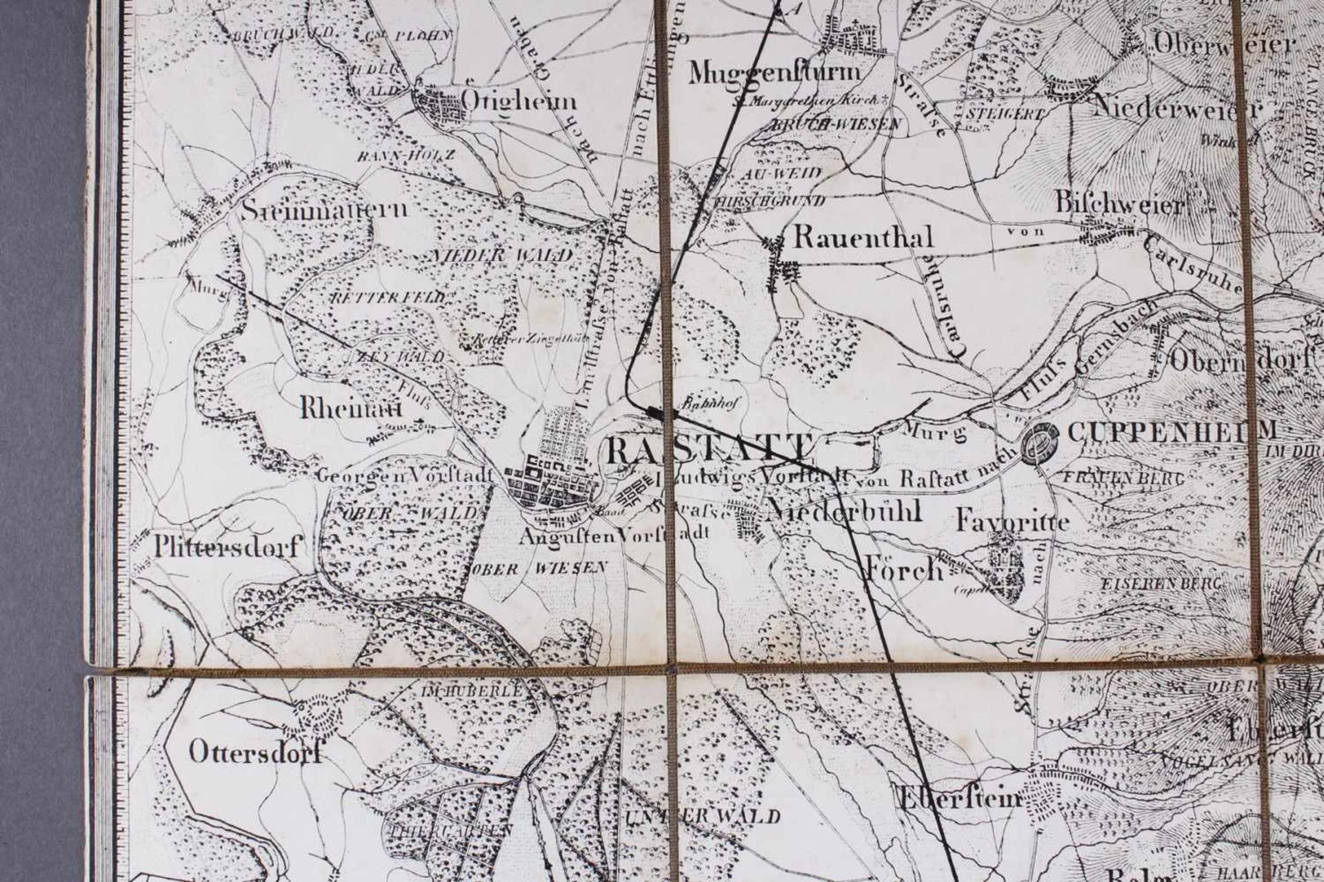 Situations Karte der Gegend von Baden und dem Murgthale, um 1850Litho um 1850. Auf Leinwand - Image 3 of 5