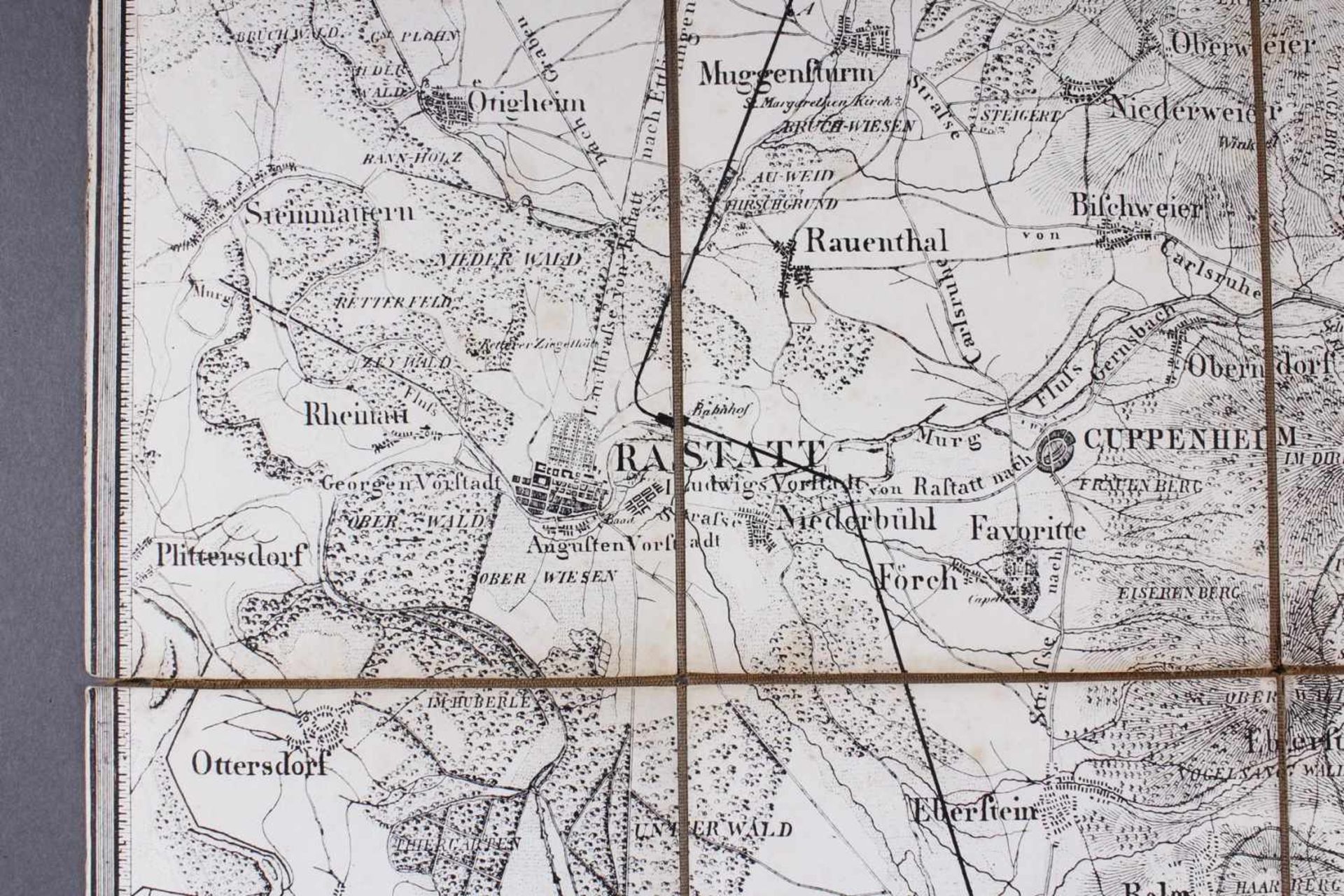 Situations Karte der Gegend von Baden und dem Murgthale, um 1850Litho um 1850. Auf Leinwand - Bild 3 aus 5