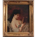 Unbekannter Künstler. "Junge Damen beim Lesen"19. Jahrhundert. Öl auf Leinwand, unsigniert, ca. 79 x