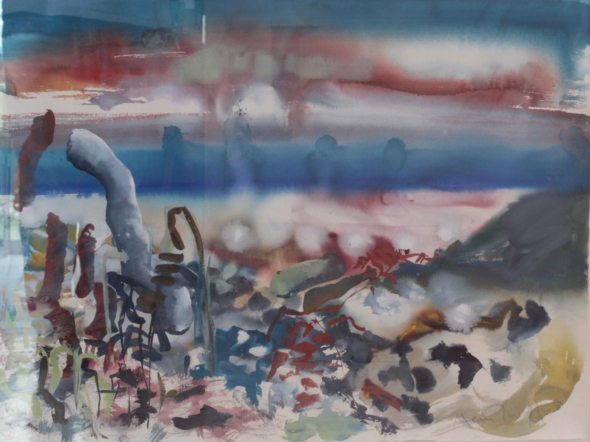Michael Heindorff (1949)Aquarell, "Hommage à Nolde", rechts unten signiert, ca. 60 x 80 cm. - Bild 2 aus 3