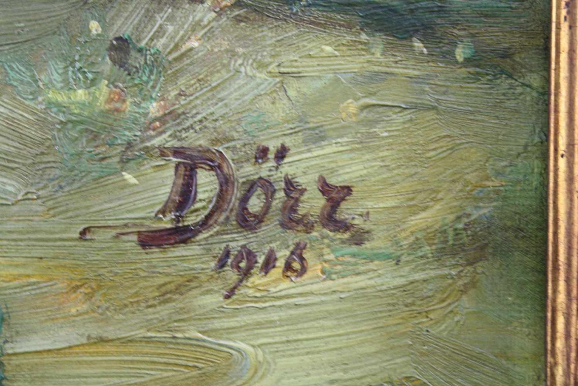 Ferdinand Dörr (1880 Bad Dürrheim - 1968 Karlsruhe)Öl auf Leinwand, "Süddeutsche Landschaft mit - Bild 3 aus 4