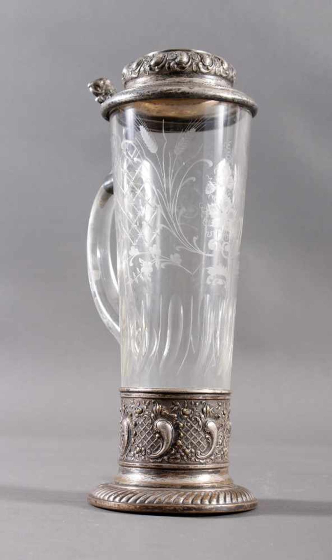 WMF-Historismus Trinkkrug um 1890farbloses konisches Glas  mit  geschliffenem Ranken und - Image 2 of 9