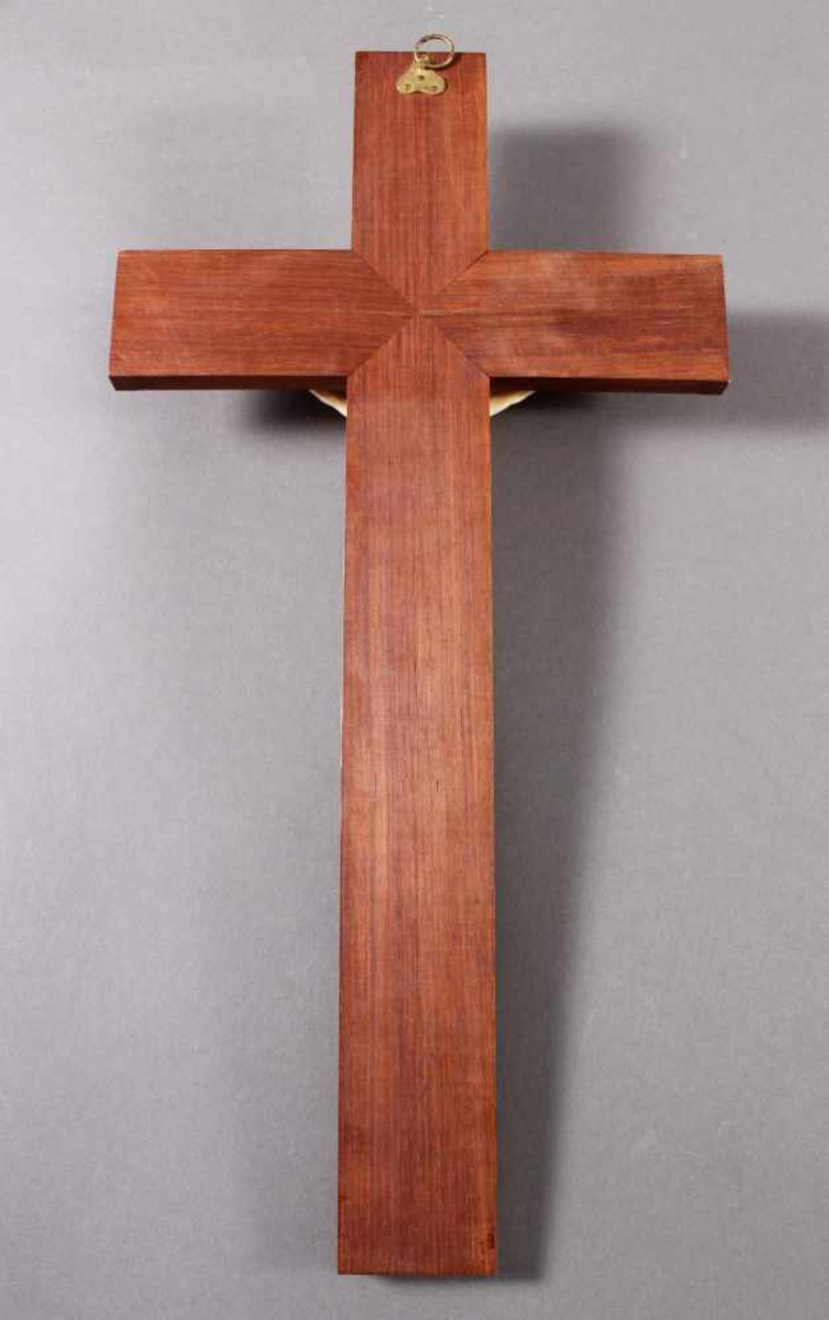 Elfenbein Corpus-Christi an Holzkreuz, Frankreich 19. JahrhundertFuniertes Wandkreuz mit - Bild 5 aus 5