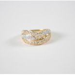 Damenring mit Diamanten, 14 Karat GelbgoldCa. 47 Diamanten von jeweils ca. 0,01 Karat, Ringgröße 57,