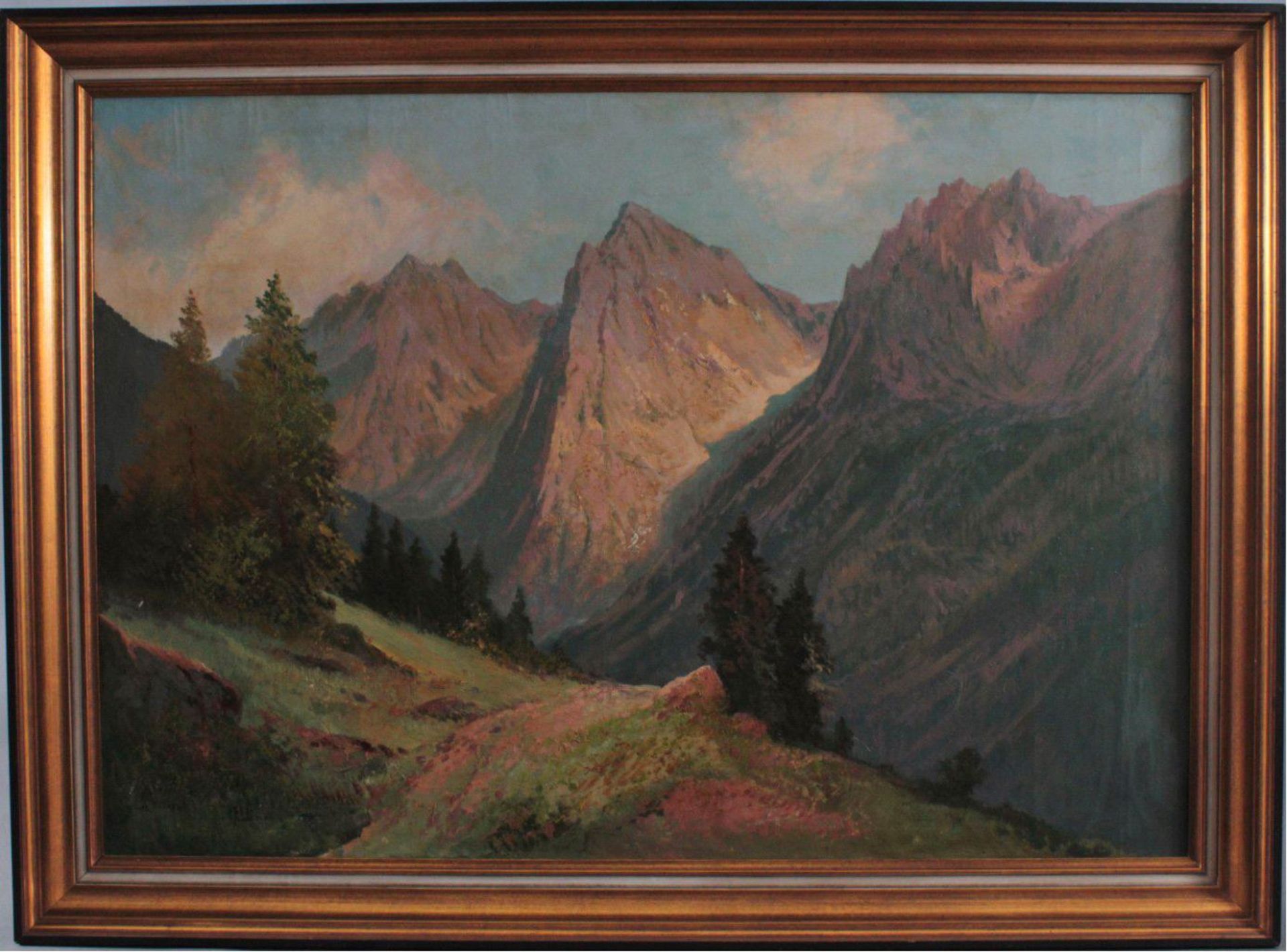 Unbekannter Künstler des 20. Jh. Sommerliche BerglandschaftÖl/Leinwand, links unten signiert,