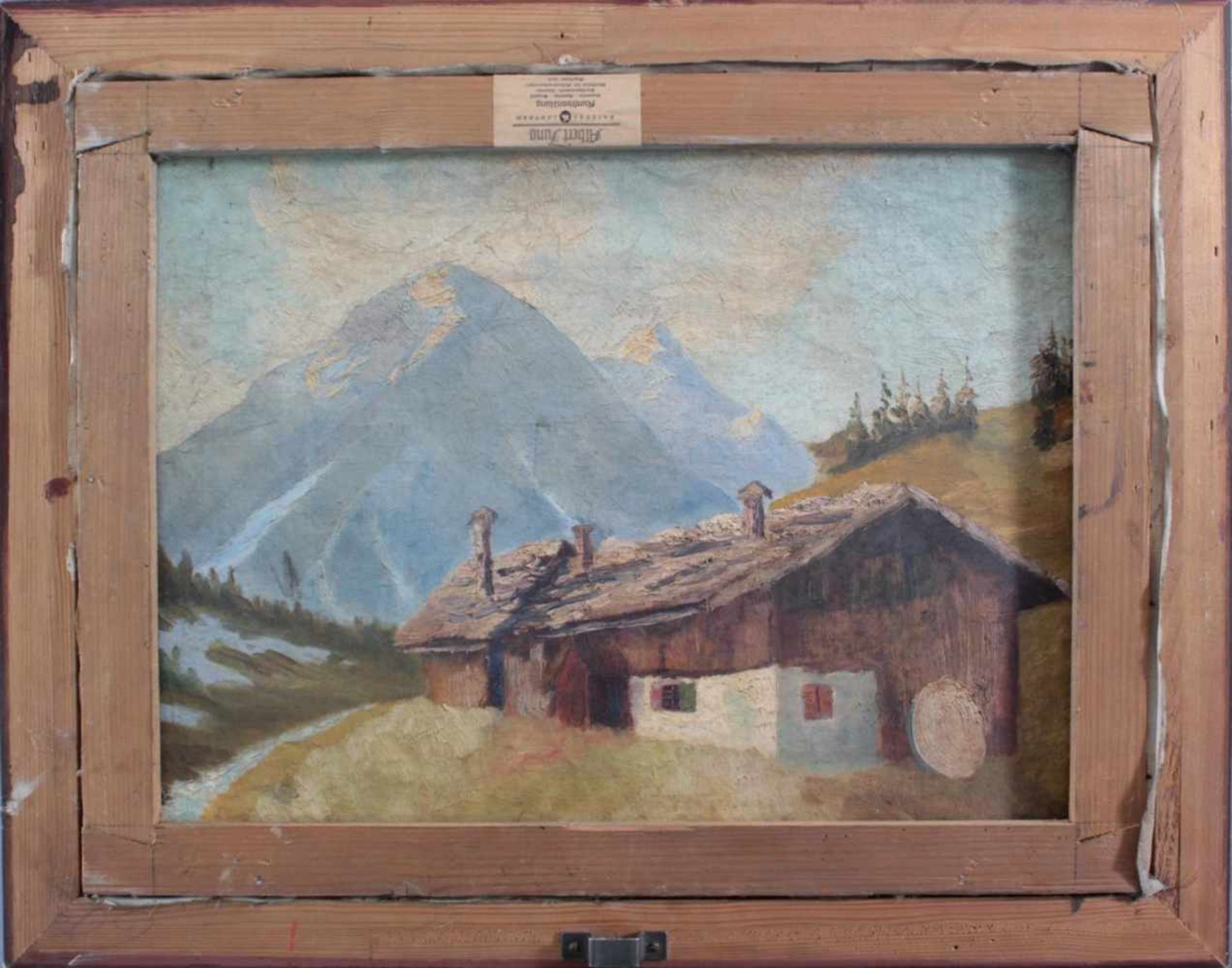 Brutscher, A., Künstler des 20. Jh. tätig in Wangen, "Kapelle im Gebirge"Öl auf Leinwand gemalt, - Image 4 of 5