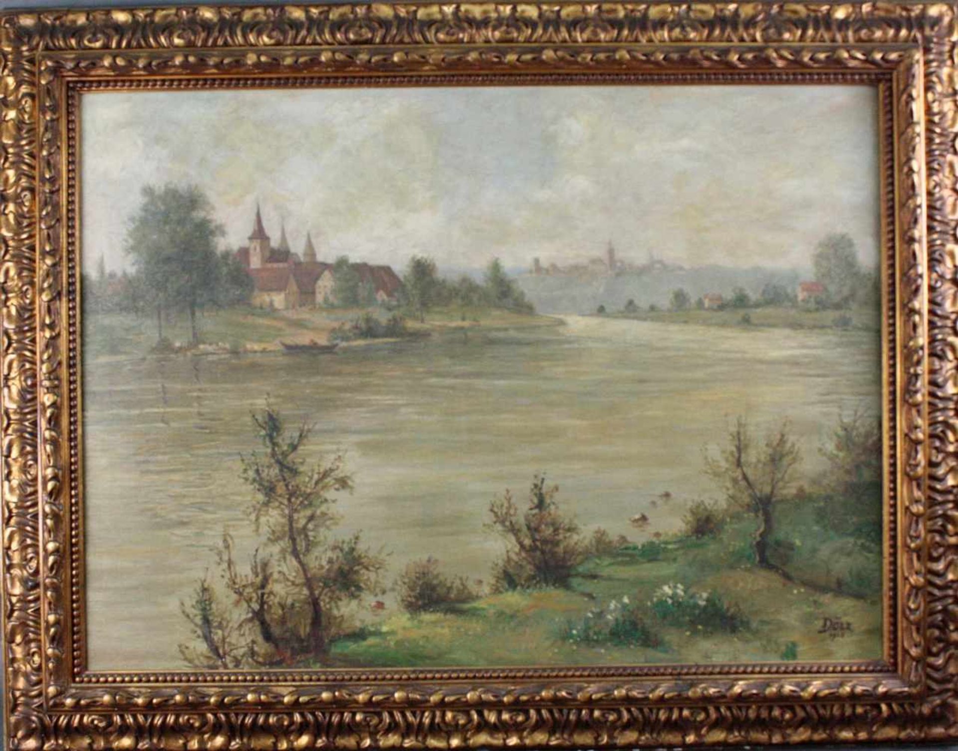 Ferdinand Dörr (1880 Bad Dürrheim - 1968 Karlsruhe)Öl auf Leinwand, "Süddeutsche Landschaft mit