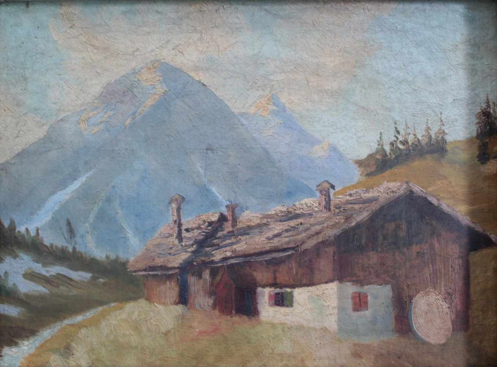 Brutscher, A., Künstler des 20. Jh. tätig in Wangen, "Kapelle im Gebirge"Öl auf Leinwand gemalt, - Image 5 of 5