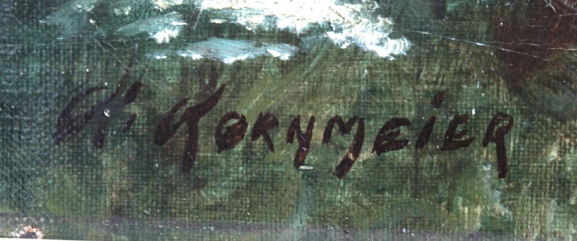 Carl Kornmeier (1892-1981)Öl auf Leinwand (Muss neu gespannt werden), "Landschaft mit Kirche", links - Bild 3 aus 4
