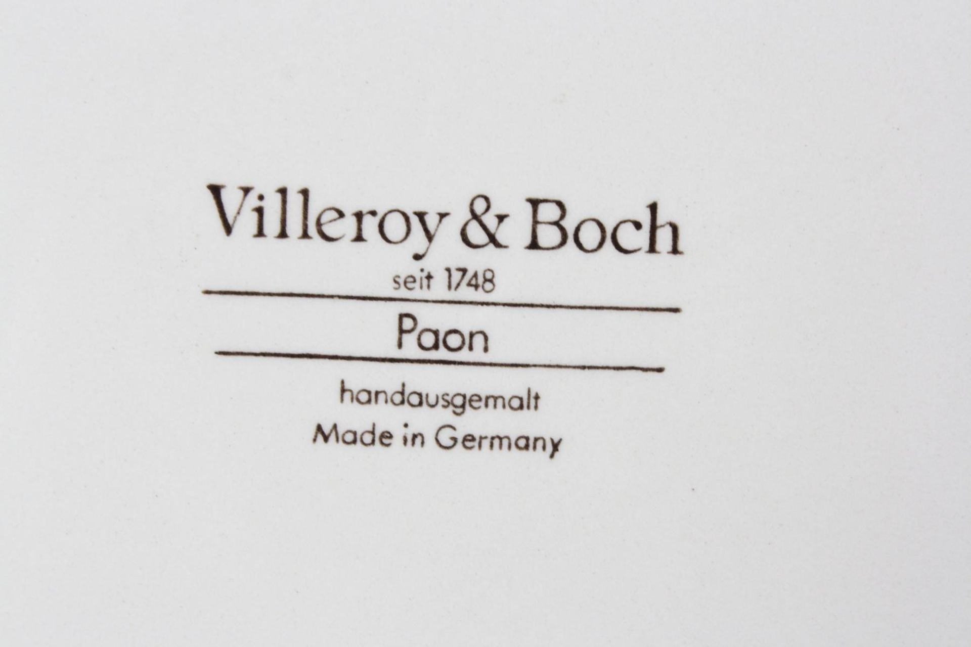 Villeroy & Boch Vase-/Deckelvase und Teller, Ende 20. Jh.Mettlach, Dekor Paon, Handgemalt, Vasen, - Bild 2 aus 2