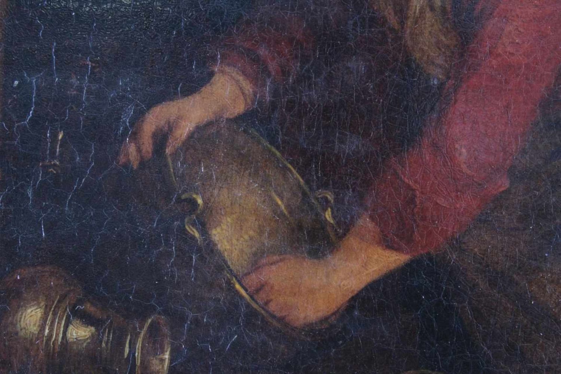 Gerard Dou (1613 - 1675)Öl auf Holz, oben rundbogig, "Frau am Fenster bei der Hausarbeit", verso - Bild 4 aus 9