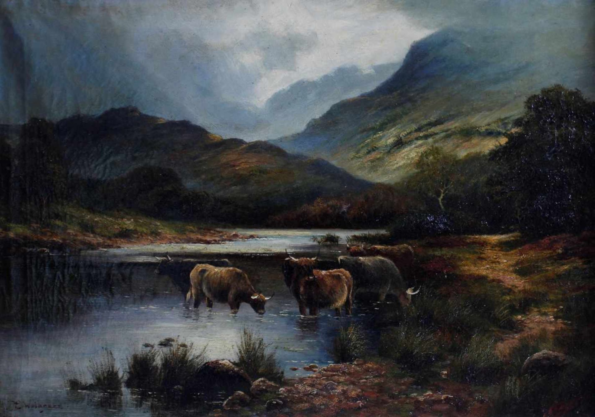 Ernest Charles WALBOURN (1872-1927), Berglandschaft mit WasserbüffelÖl / Lwd., gerahmt, unten - Bild 2 aus 3