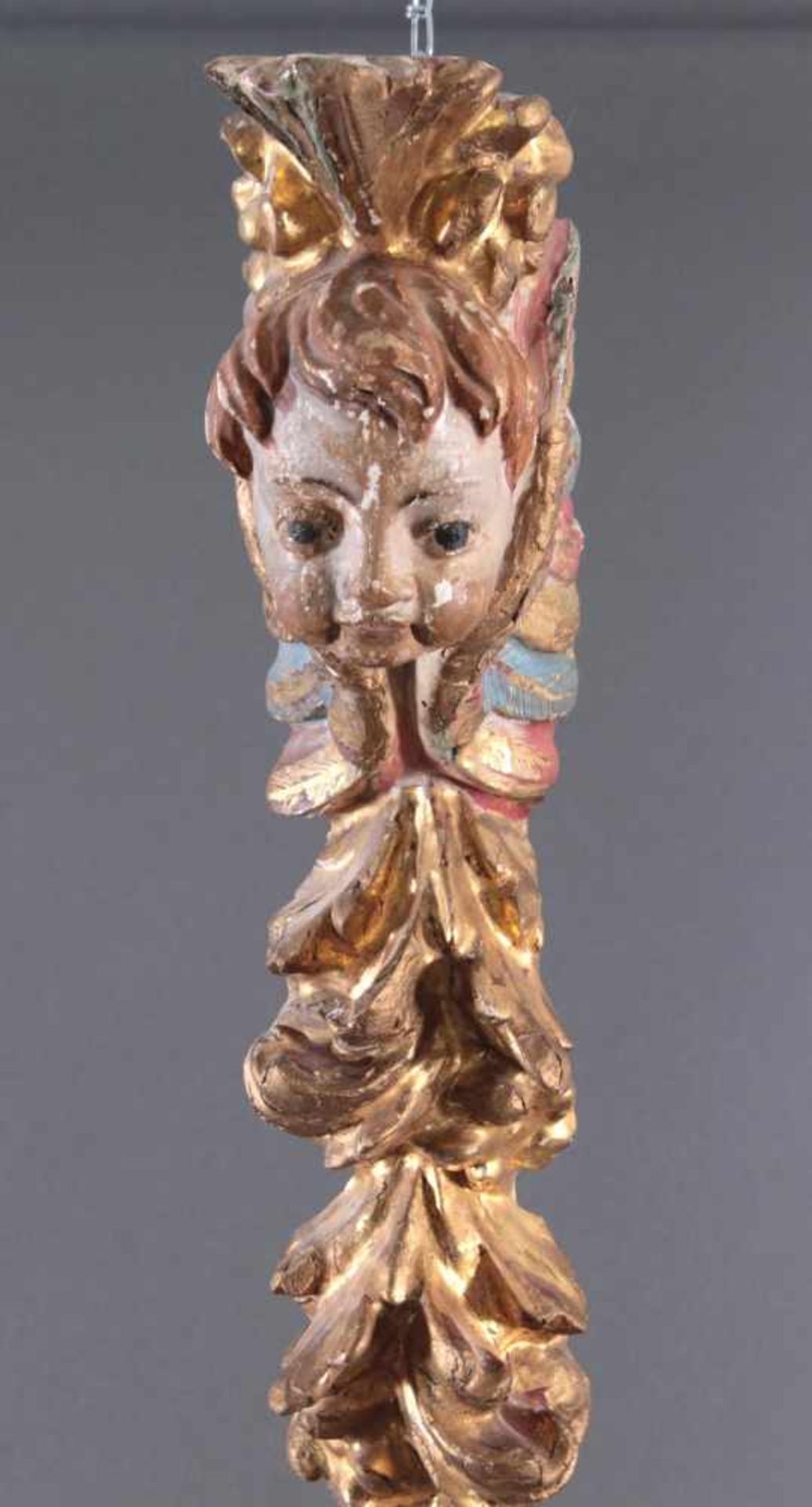 Barocker Glücksbringer, Engelskopf/Putti, Süddeutsch 18. Jh.Aus dem Vollholz plastisch geschnitzt, - Bild 2 aus 6