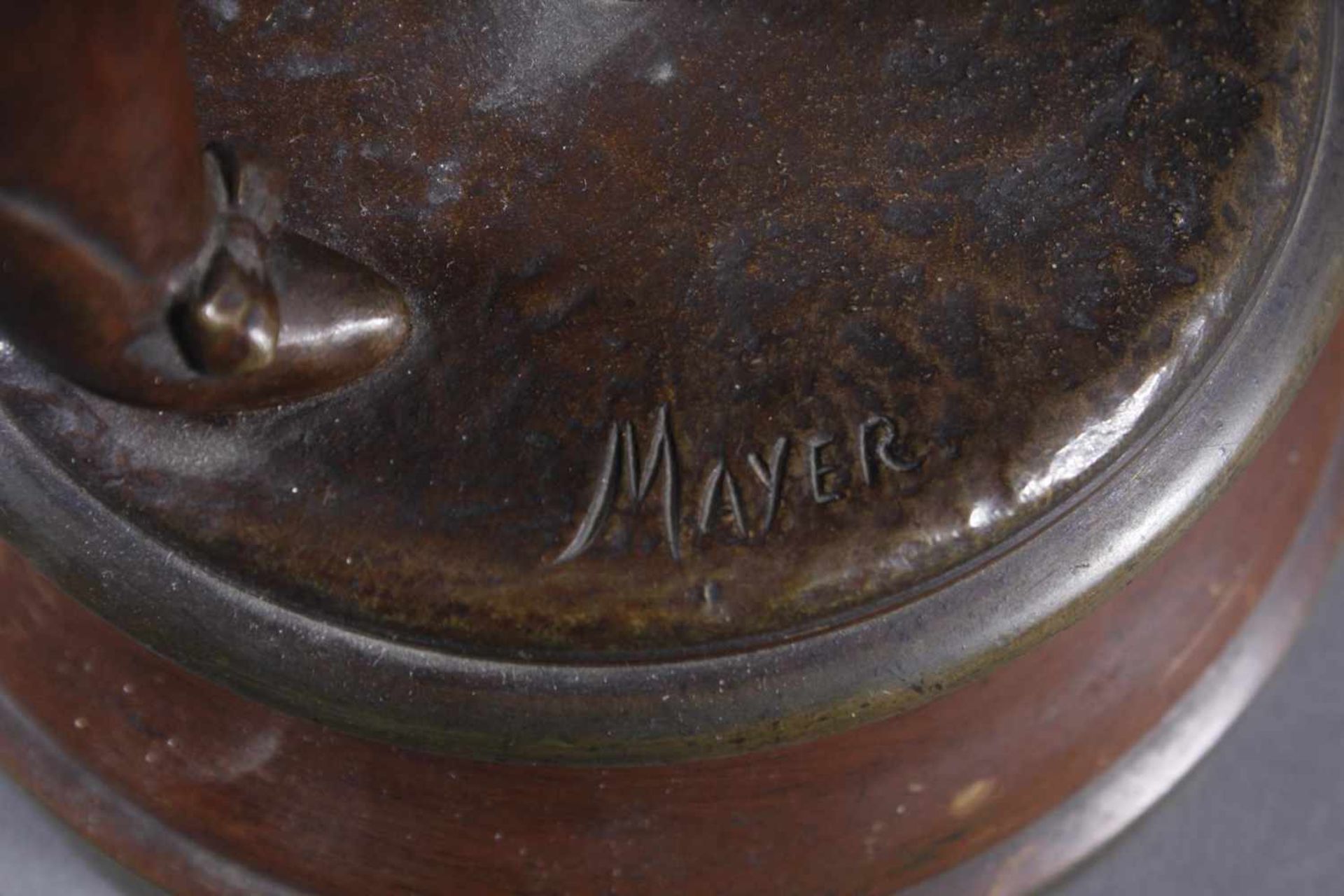 Bronzeskulptur, Tänzerin SUZETTE, signiert Mayer, um 1900Grünlich und braun patiniert. Höhe ca. 50 - Bild 6 aus 9